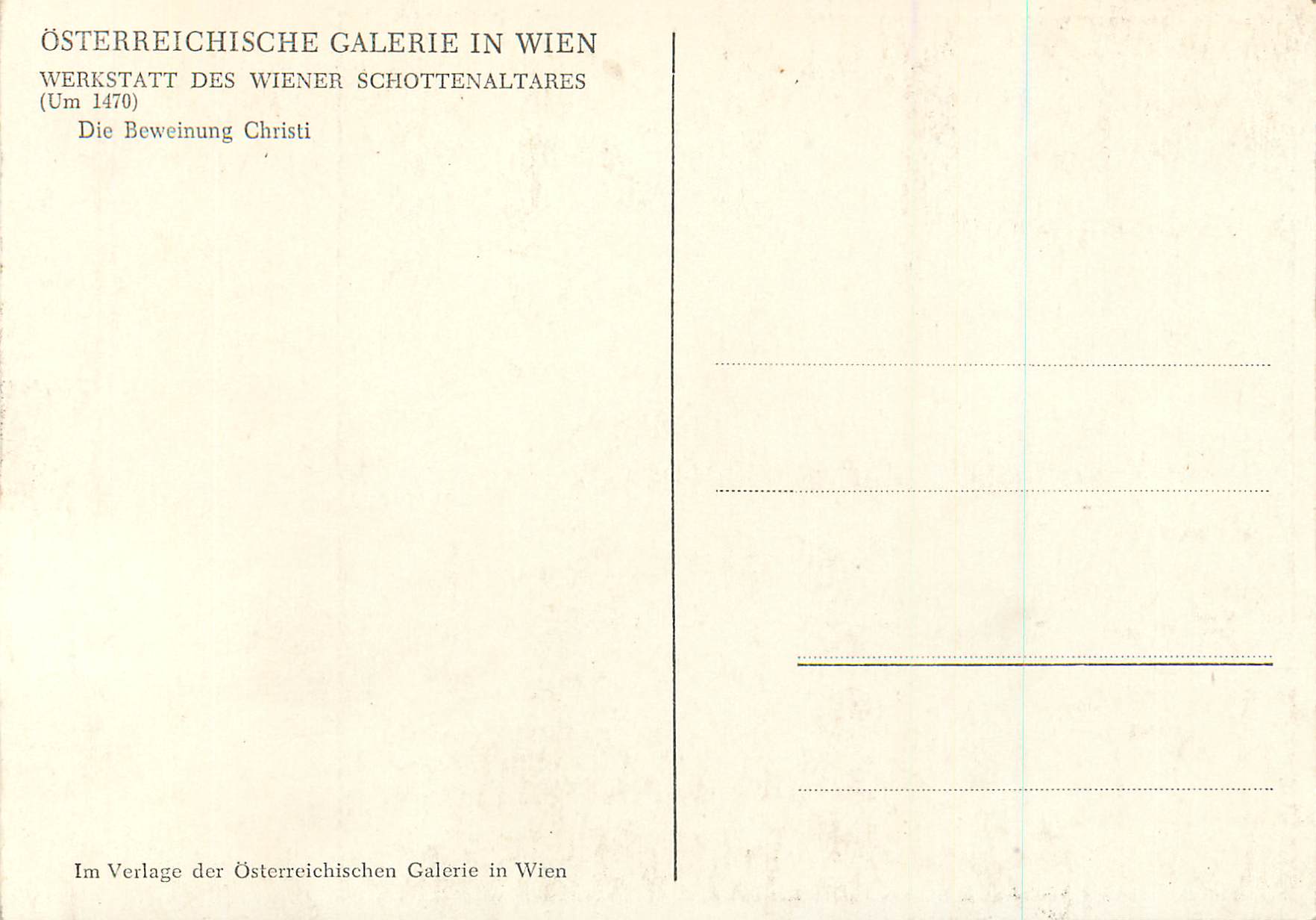 CPM Osterreichische Galerie in Wien Die Beweinung Christi — Verso