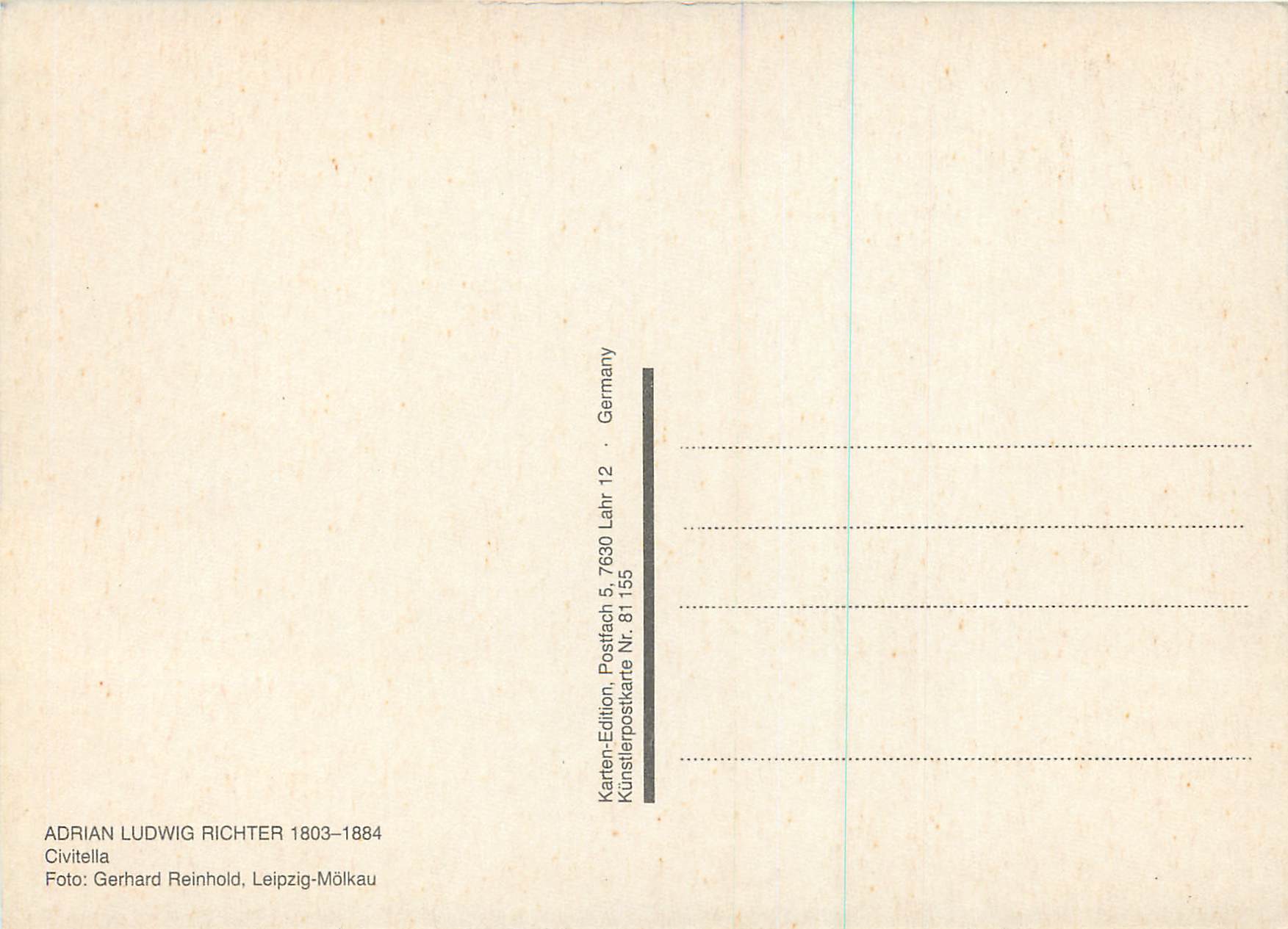 CPM Adrian Ludwig Richter 1803 1884 Civitella — Verso