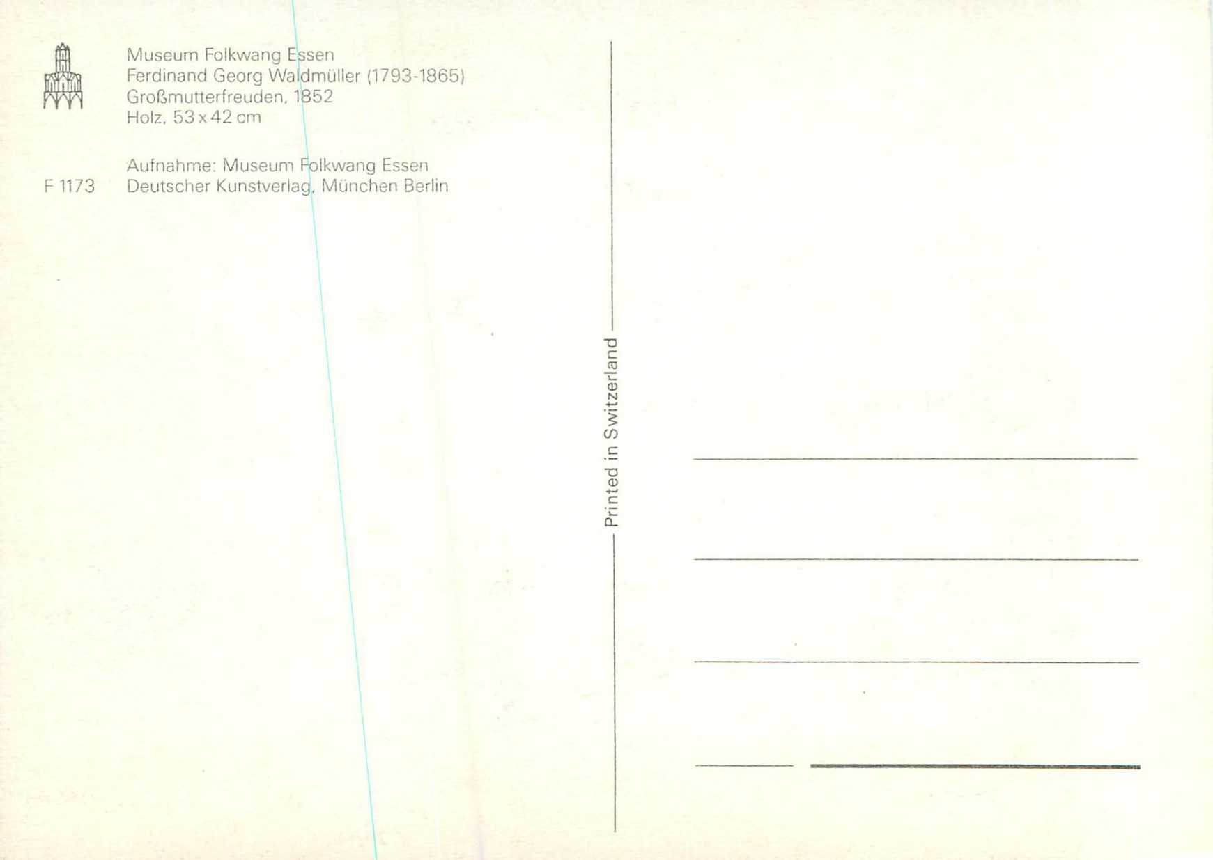 CPM Museum Folkwang Essen Ferdinand Georg Waldmuller (1793 1865) — Verso