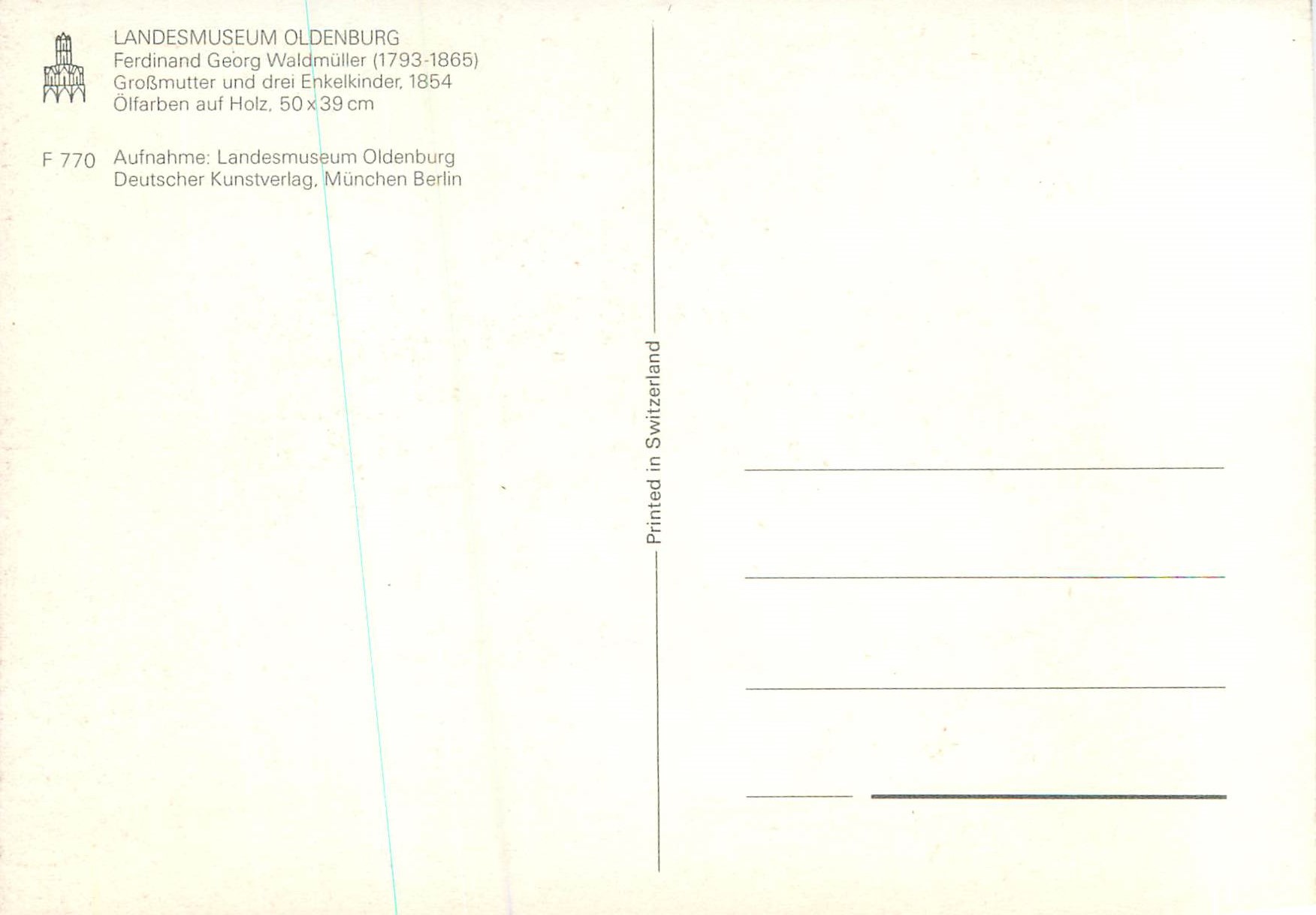 CPM Landesmueum Oldenburg Ferdinand Georg Waldmuller (1793 1865) — Verso