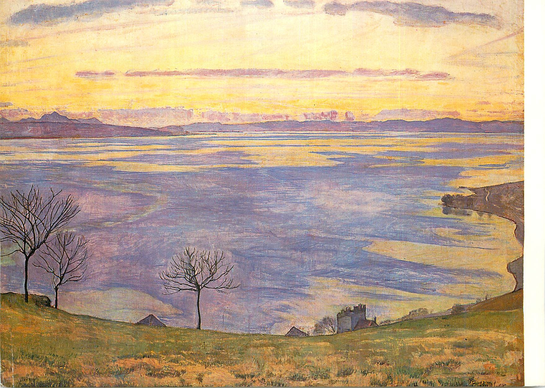 CPM Ferdinand Hodler (1853 1918) Abend am Genfersee von Chexbers aus 1894 95