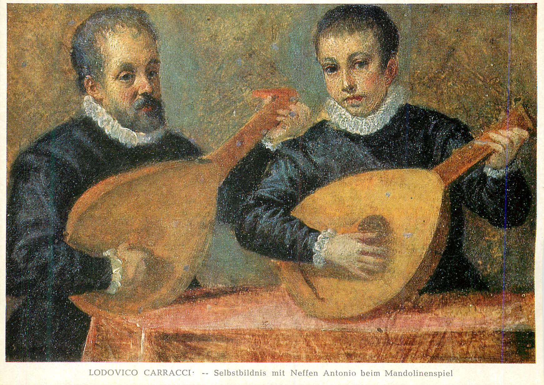 CPM Lodovico Carracci (1555 1619) Portrait de l'artiste et de son neveu Antonio Jouants a la mandoline