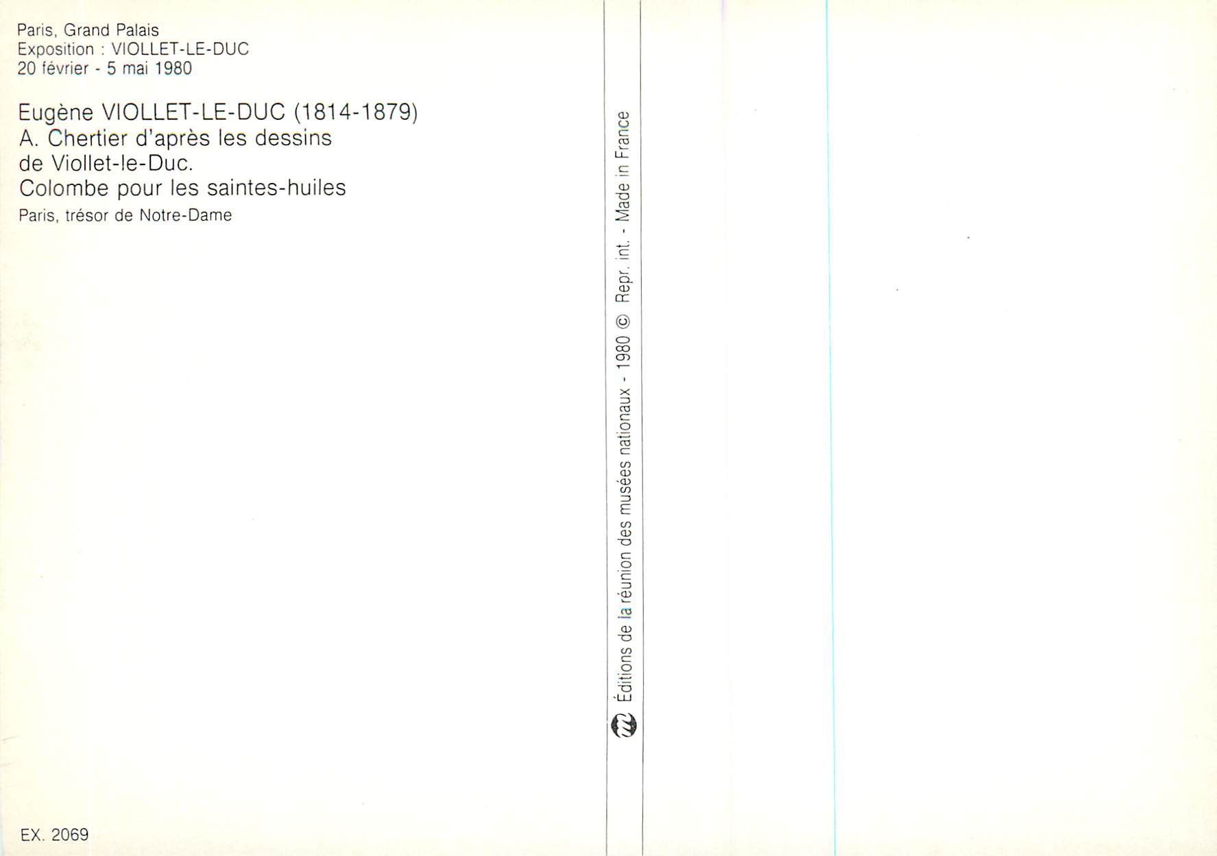Colombe pour les saintes-huiles — Eugène Viollet-le-Duc (1814-1879) — Éditions des musées nationaux — Verso