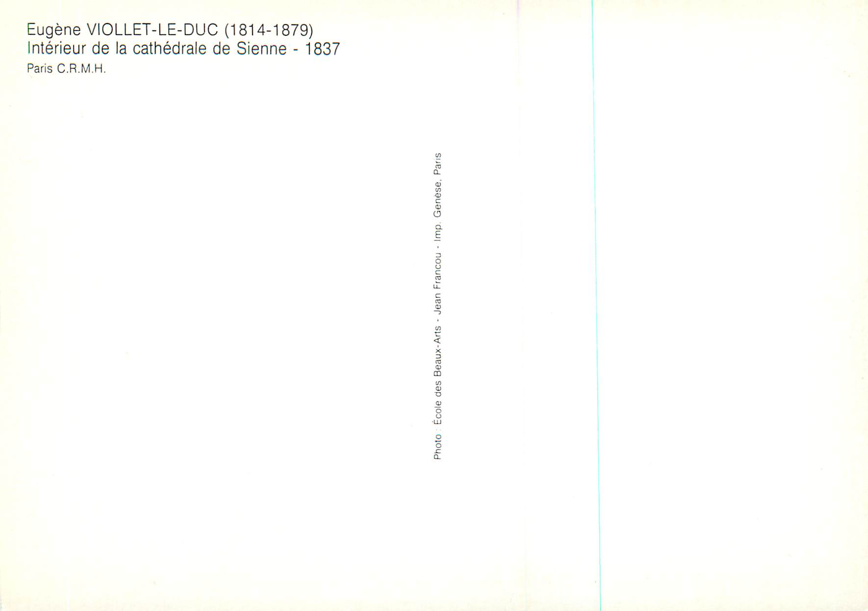 CPM Paris Eugene Viollet le Duc (1814 1870) Interieur de la cathedrale de Sienne 1837 — Verso