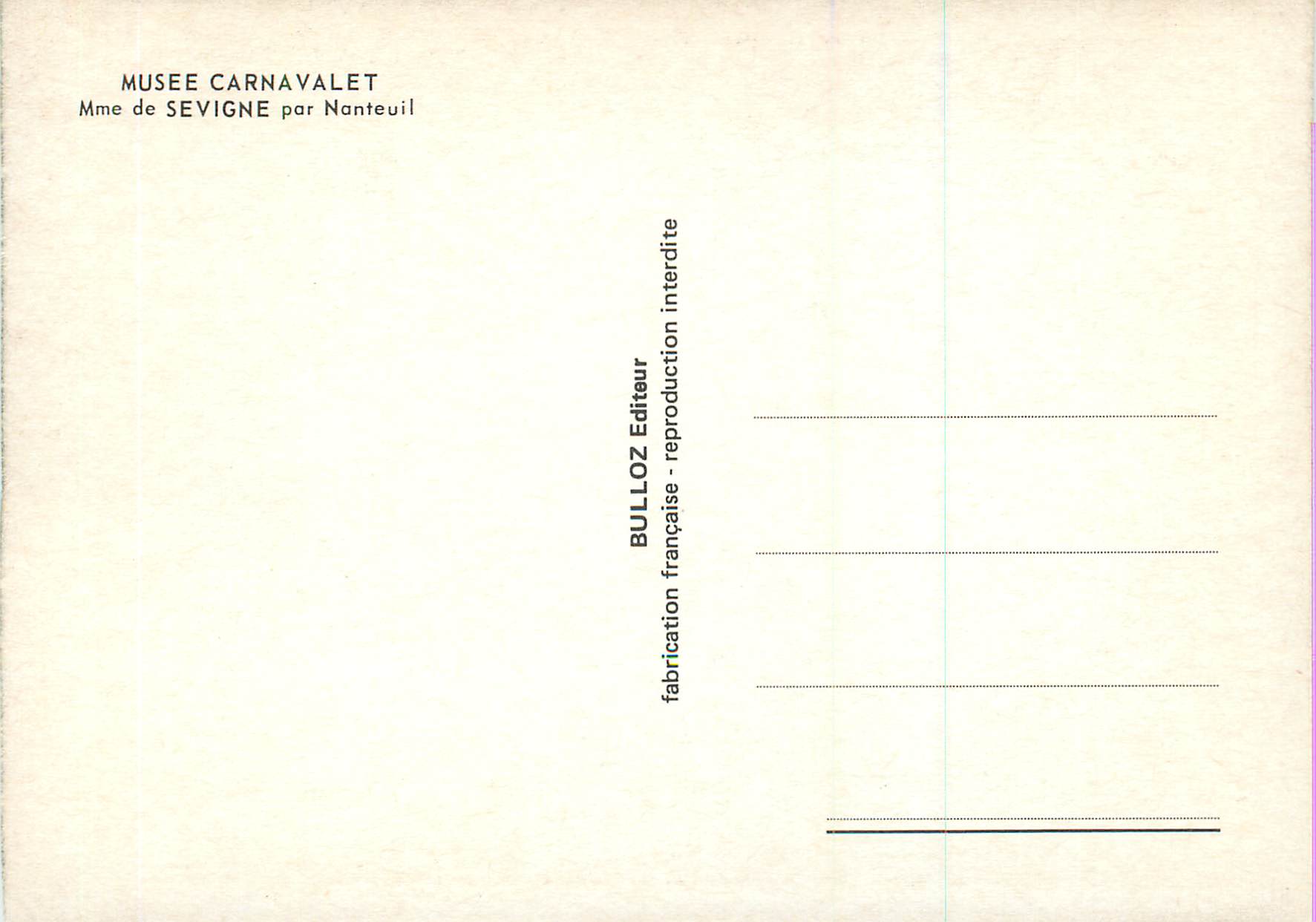 CPM Musee Carnavalet Mme de Sevigne par Nanteuil — Verso