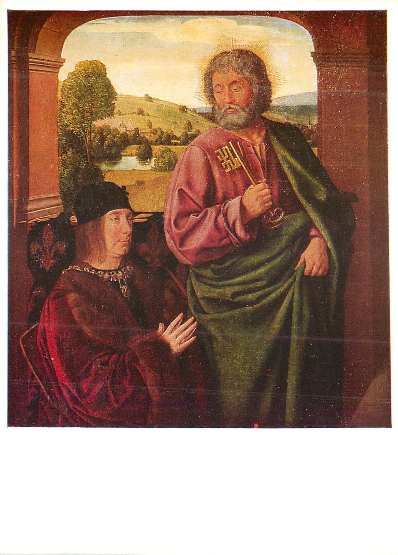 CPM Maitre de Moulins (Ecole Francaise XVe siecle) Pierre de Bourbon et Saint Pierre Musee du Louvre
