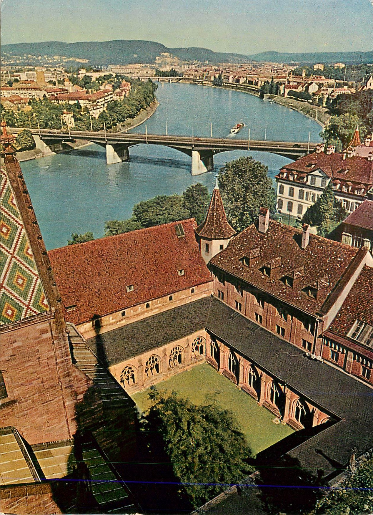 CPA Basel Blick vom Munster auf den Rhein