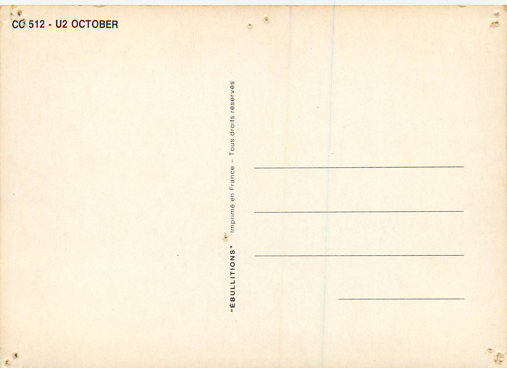 CPA U2 Octobre — Rückseite