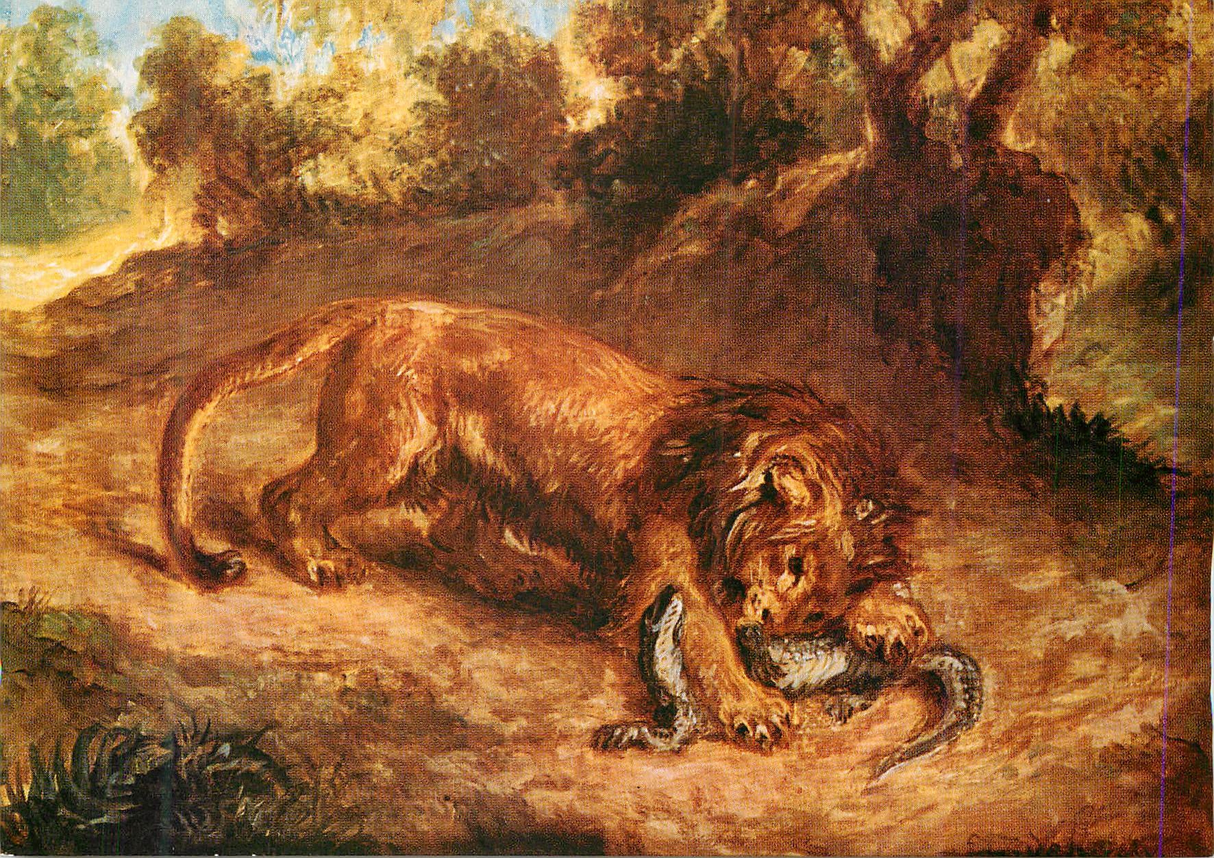 CPA Eugene Delacroix (1798 1863) Lion et Caiman Paris Musee du Louvre