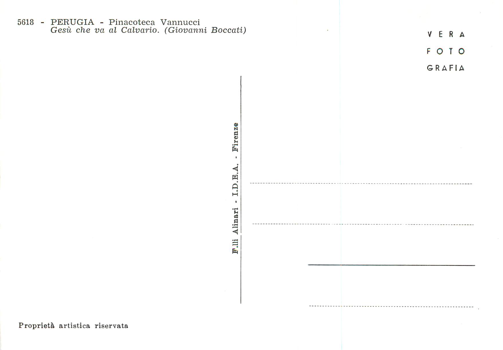 CPA Parugia Pinacoteca Vannucci Gesu che va al Calvario (Giovanni BOccati) — Rückseite
