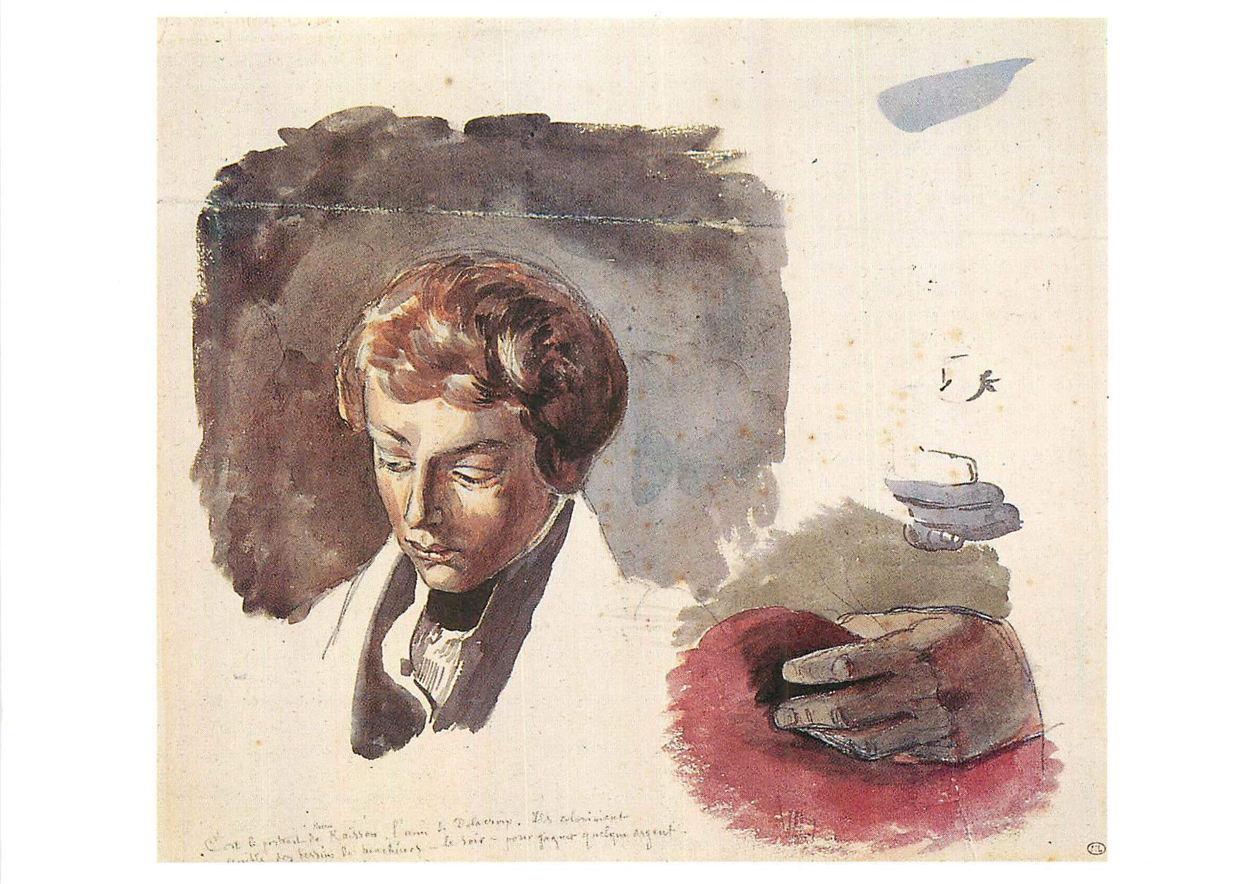 CPM Eugene Delacroix (1798 1863) Portrait de Horace Raisson vers 1820 1826 Aquarelle sur traits a la mine de plomb