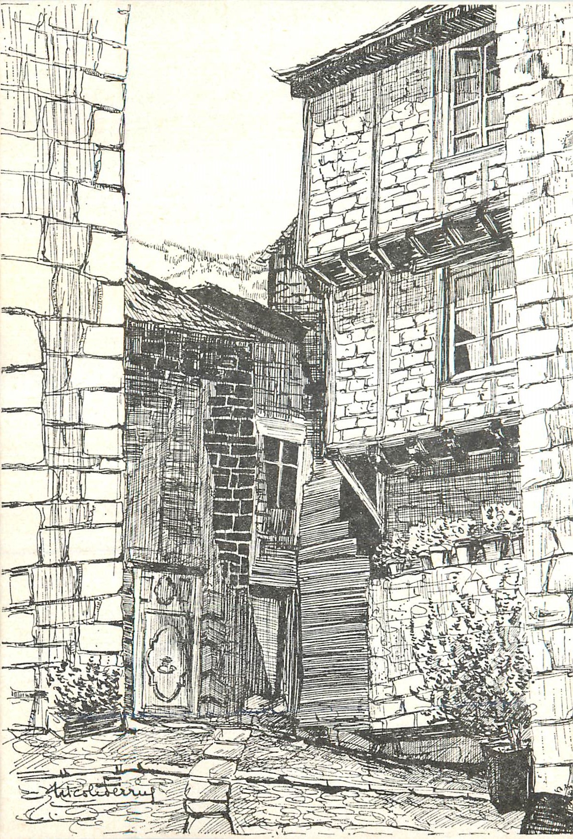 Sainte-Enimie — Cité médiévale — Maison à encorbellements du XIIIe siècle