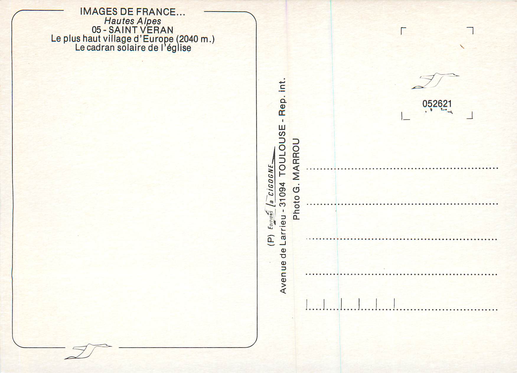 CPM Hautes Alpes Saint Veran Le plus haut village d'Europe Le cadran solaire de l'eglise Images de France — Rückseite