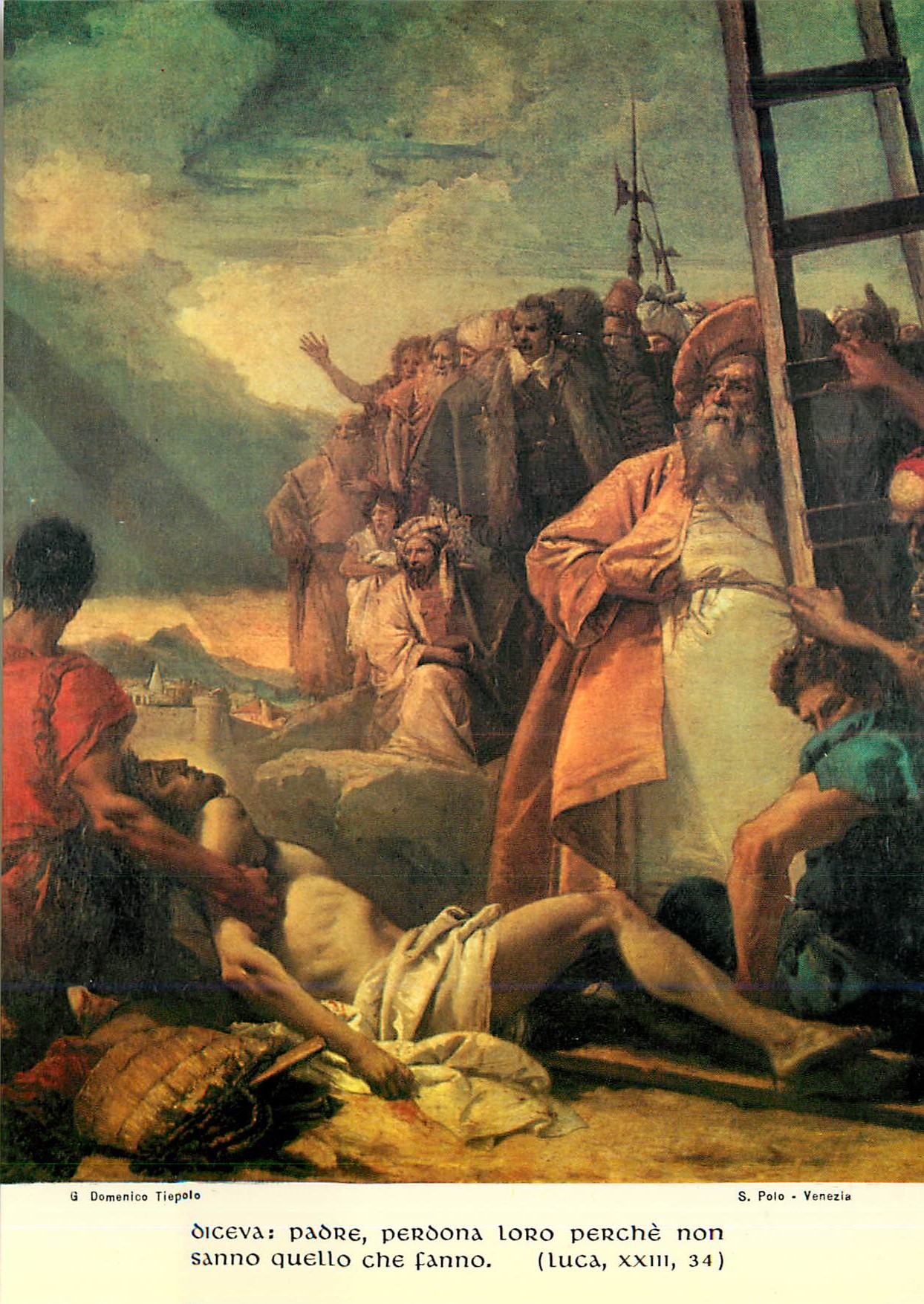 CPM Venezia Chiesa di S Polo Gian Domenico Tiepolo Via Crucis (1747) Stazione XI Gesu vienne inchiodato sulla Croce