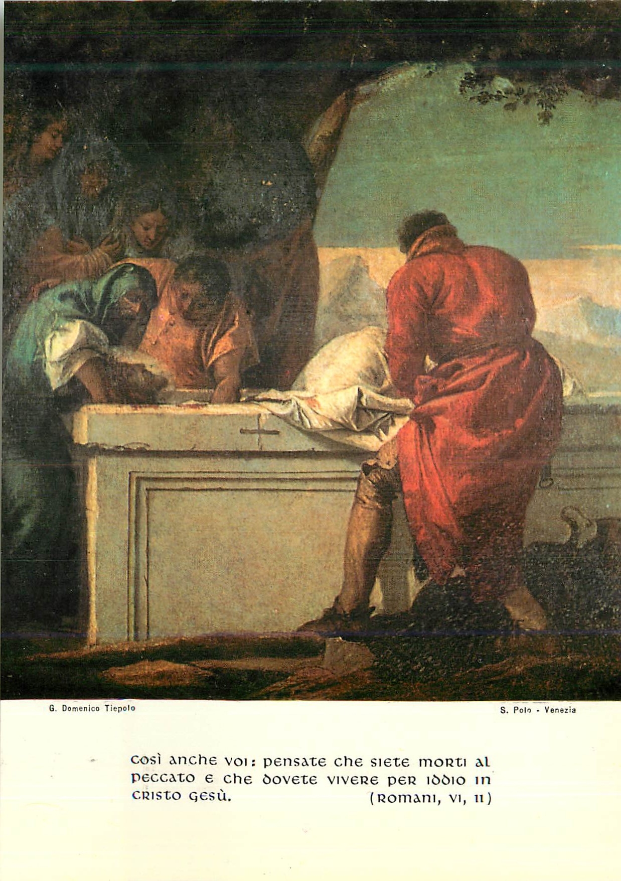 CPM Venezia Chiesa di S Polo Gian Domenico Tiepolo Via Crucis (1747) Stazione XIV Gesu e posto nel sepolcro