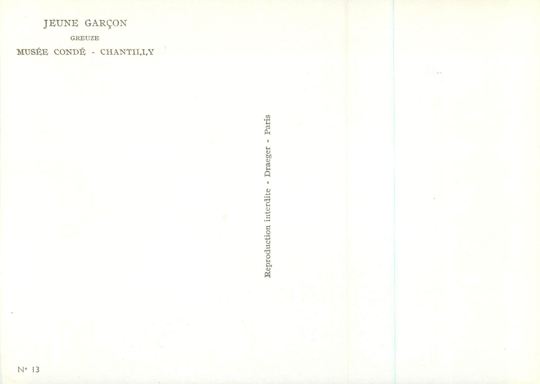 CPM Musee Conde Chantilly Jeune Garcon Greuze — Verso