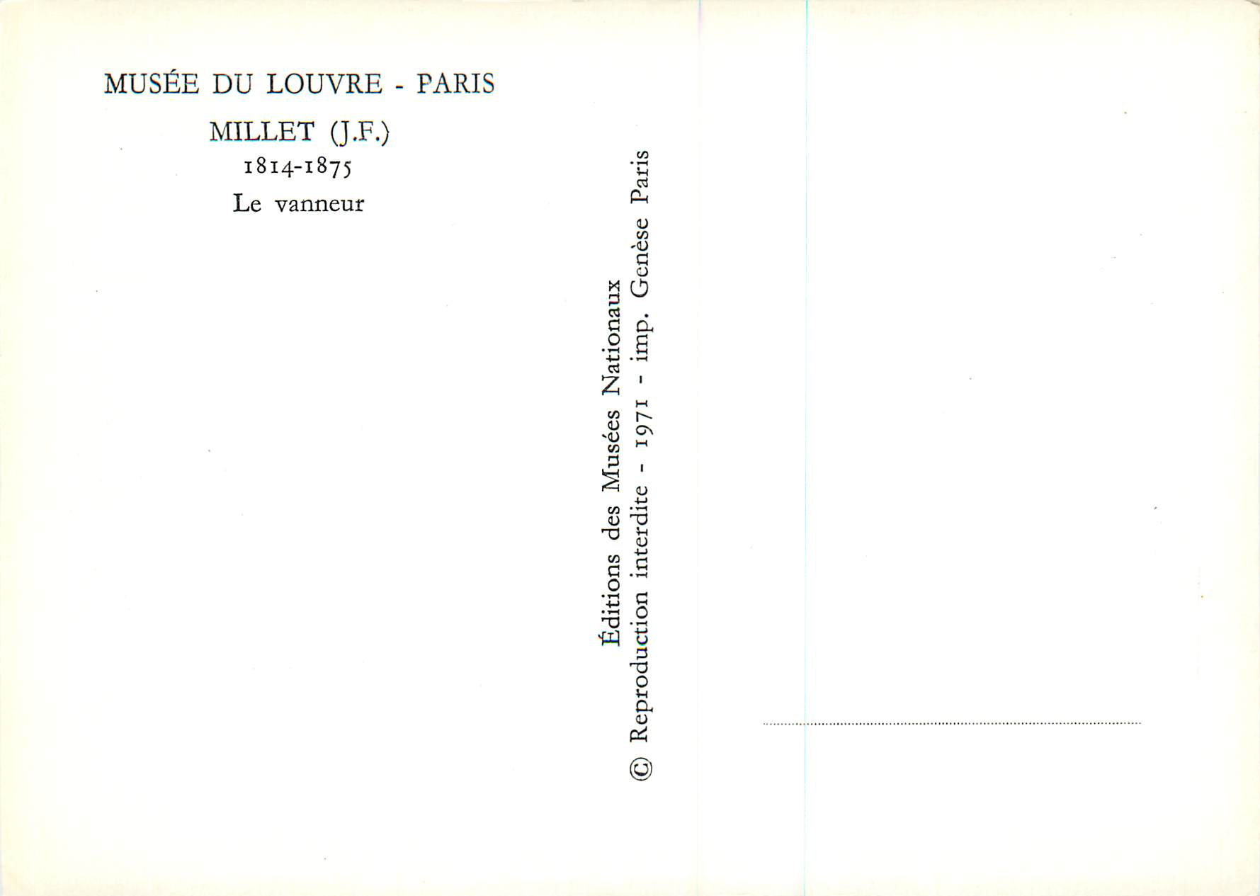 CPM Musee du Louvre Paris Millet (J F) 1814 1875 Le Vanneur — Rückseite