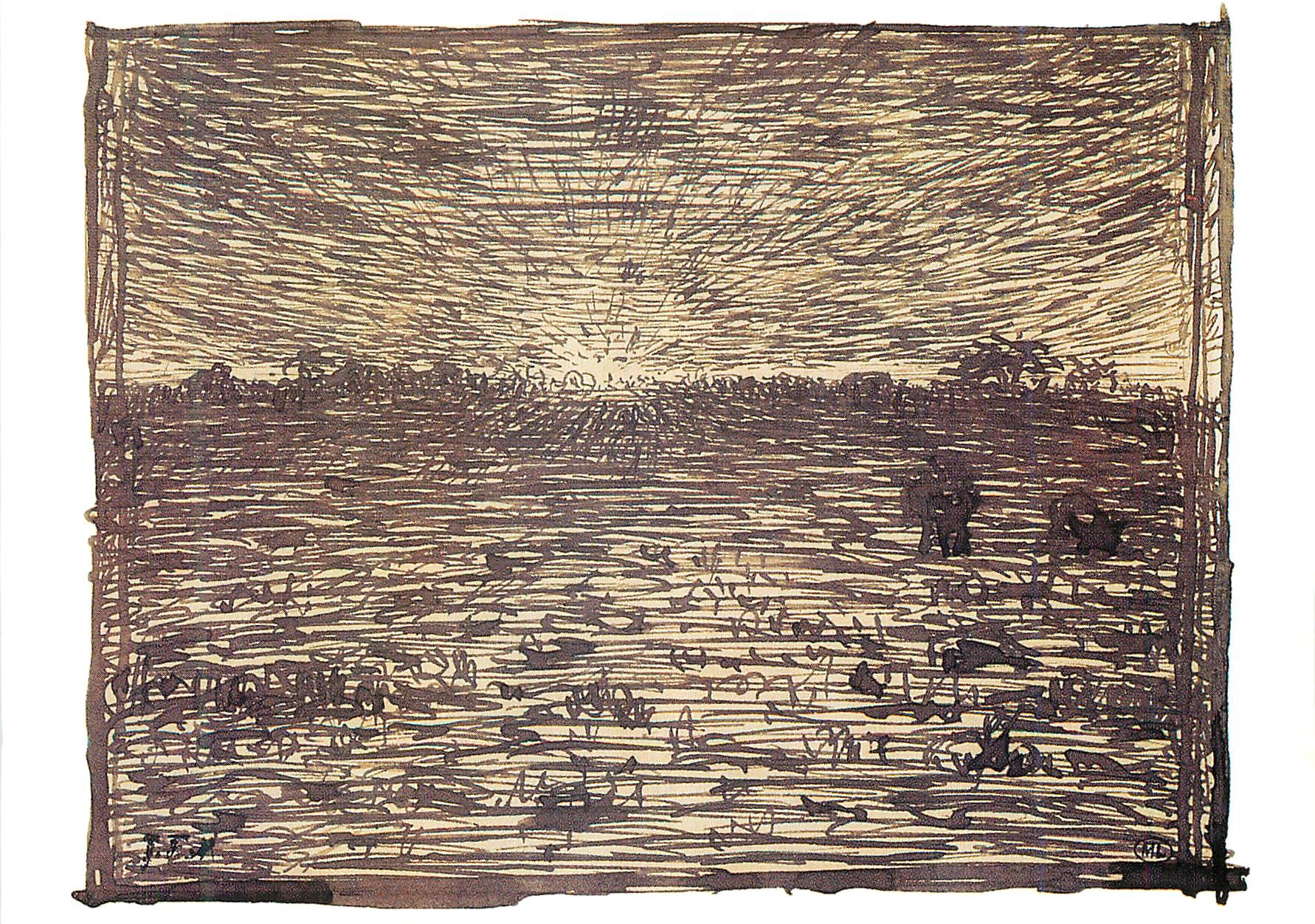 CPM Paris Musee du Louvre Jean Francois Millet (1814 1875) Plaine ai soleil couchant
