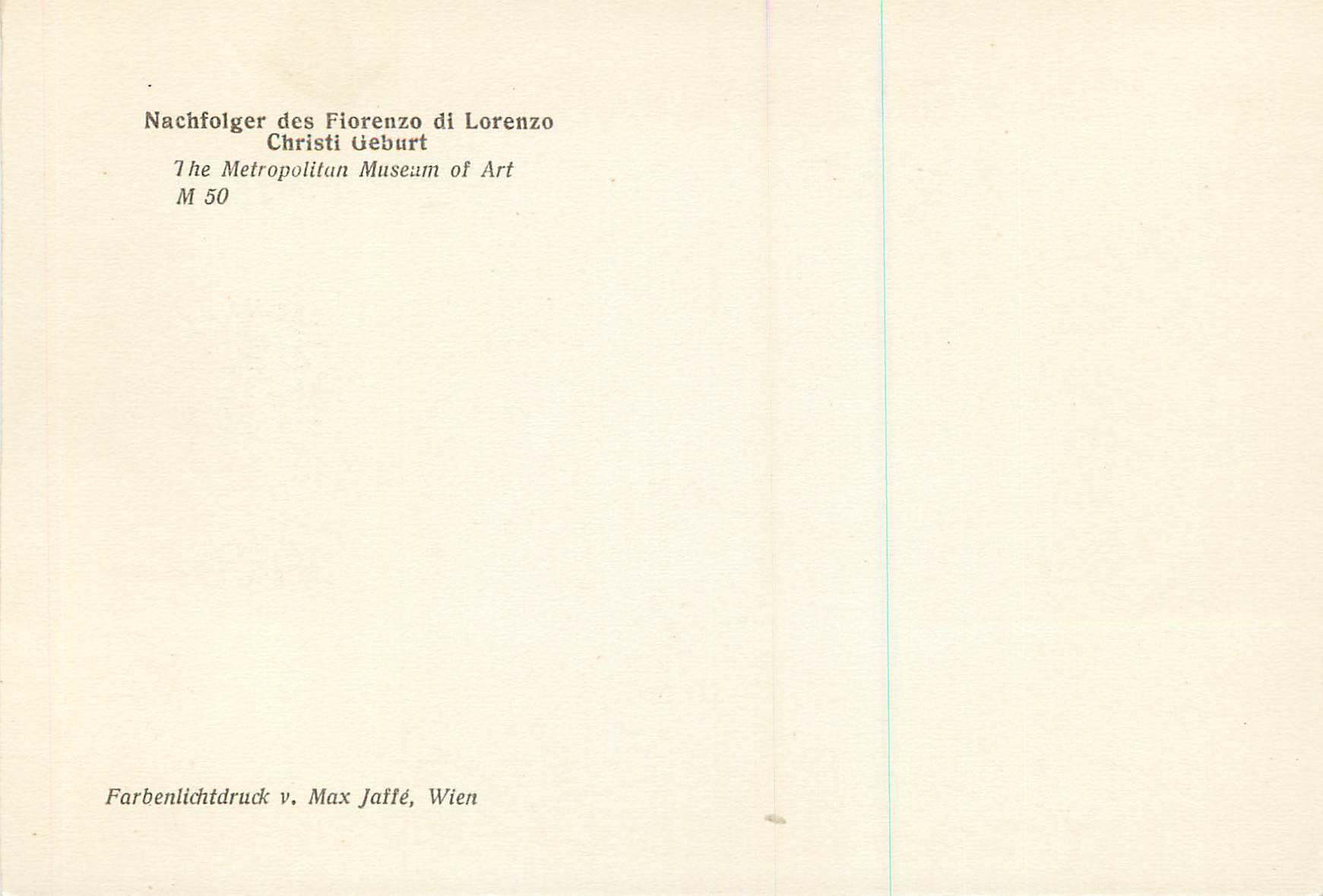 CPM Nachfolger des Fiorenzo di Lorenzo Christi Ueburt The Metropolitan Museum of Art — Verso