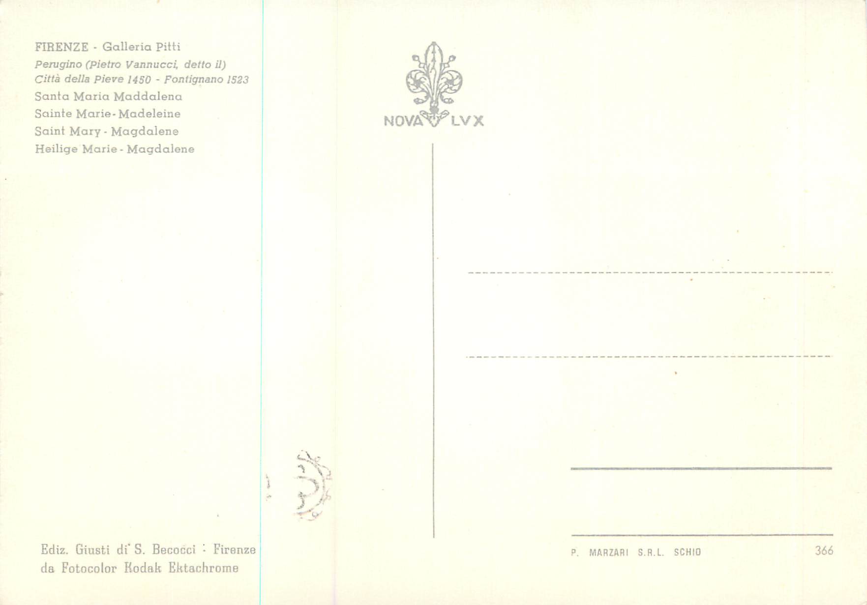CPM Firenze Galleria Saint Marie Madelaine — Verso