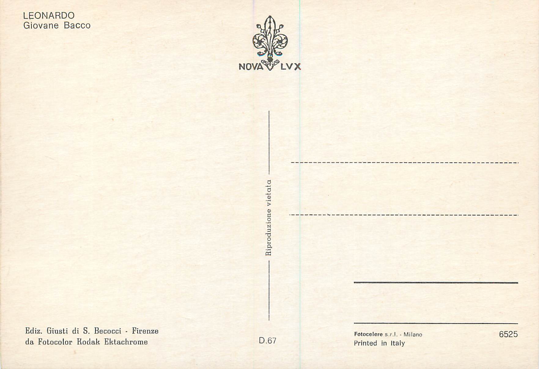 CPM Leonardo Giovane Bacco — Verso