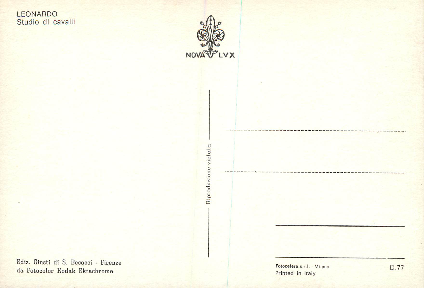 CPM Leonardo Studio di cavalli — Verso