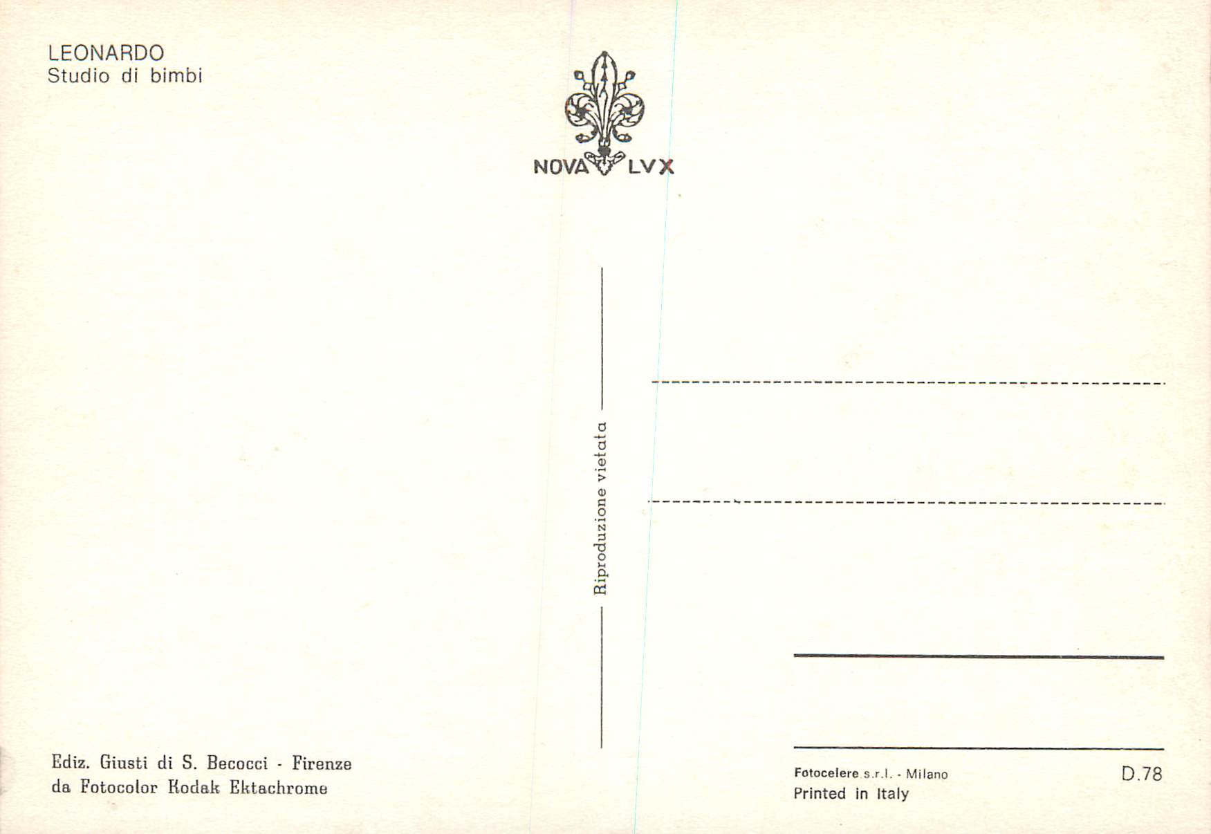 CPM Leonardo Studio di bimbi — Verso