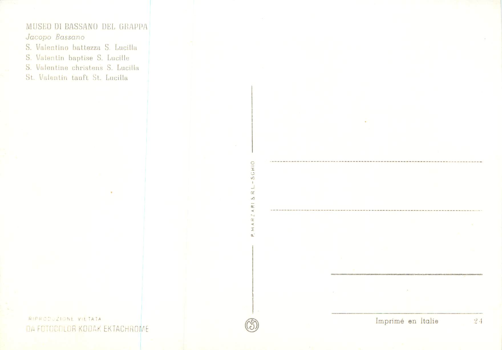 CPM Museo Di Bassano Del Grappa Jacopo Bassano S Valentin baptien S Ducilla — Verso