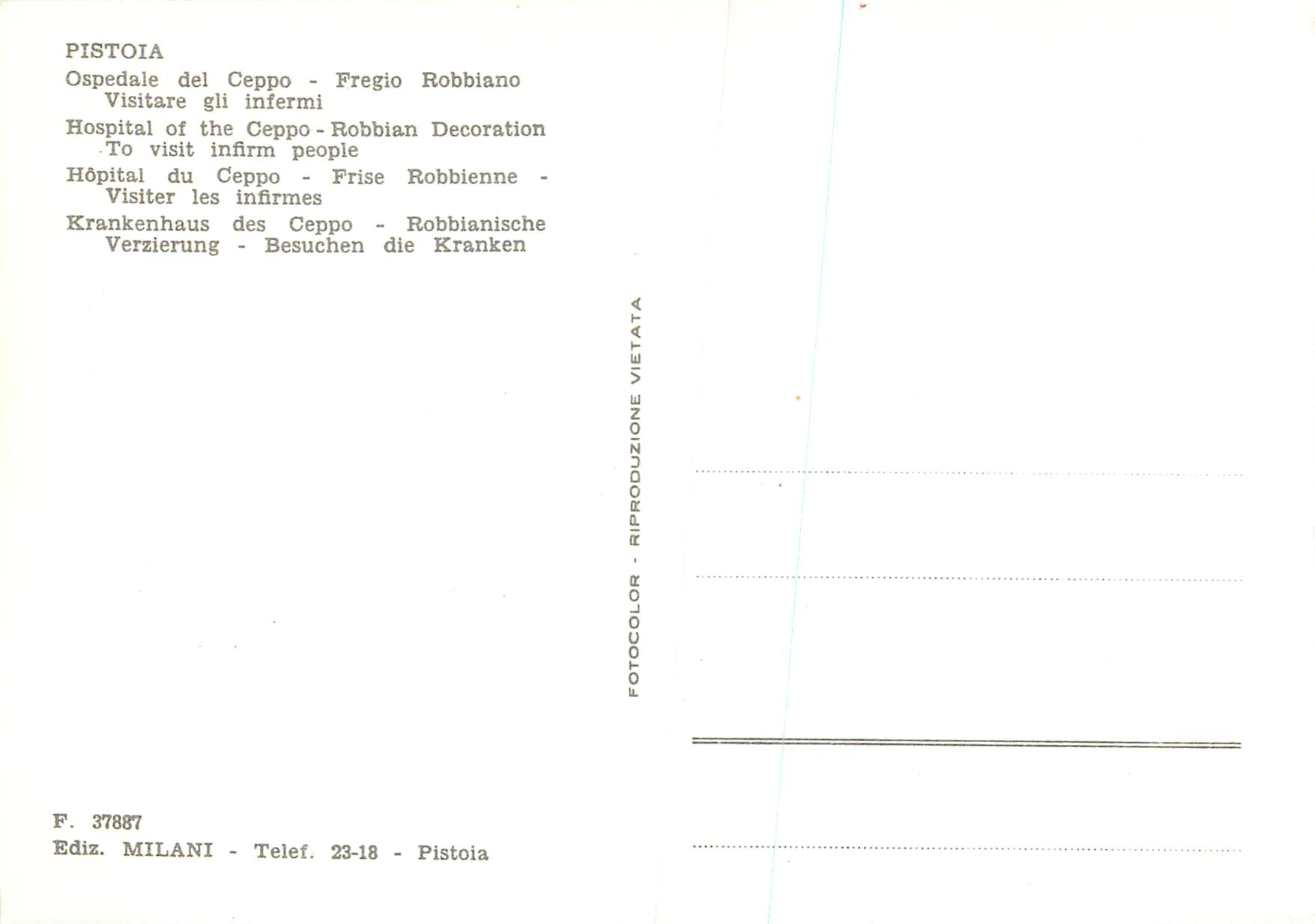 CPM Pistoia Hopital du Ceppo Frise Robbienne Visiter les infirmes — Verso