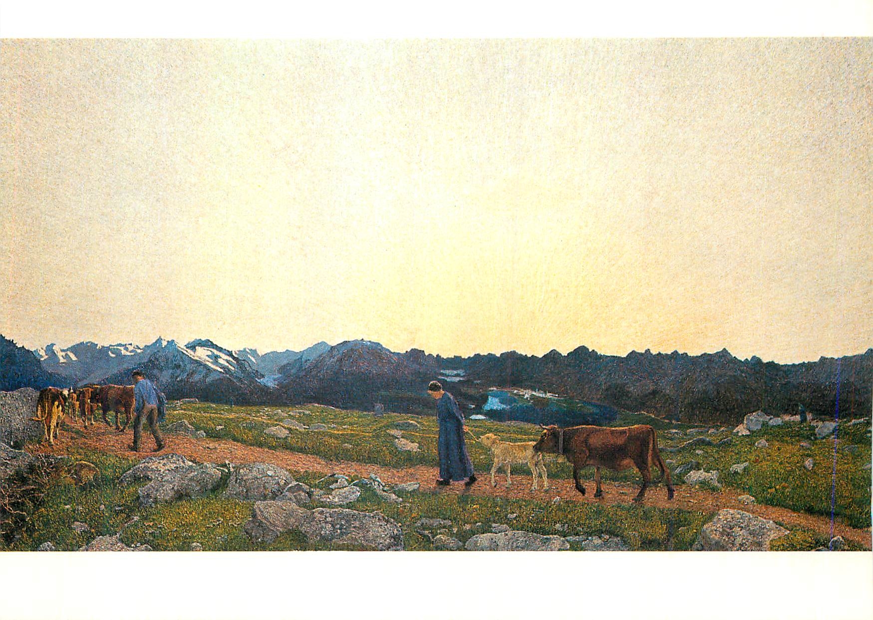 Scène de montagne avec vaches — Giovanni Segantini (1858-1899) — imprimé en Suisse