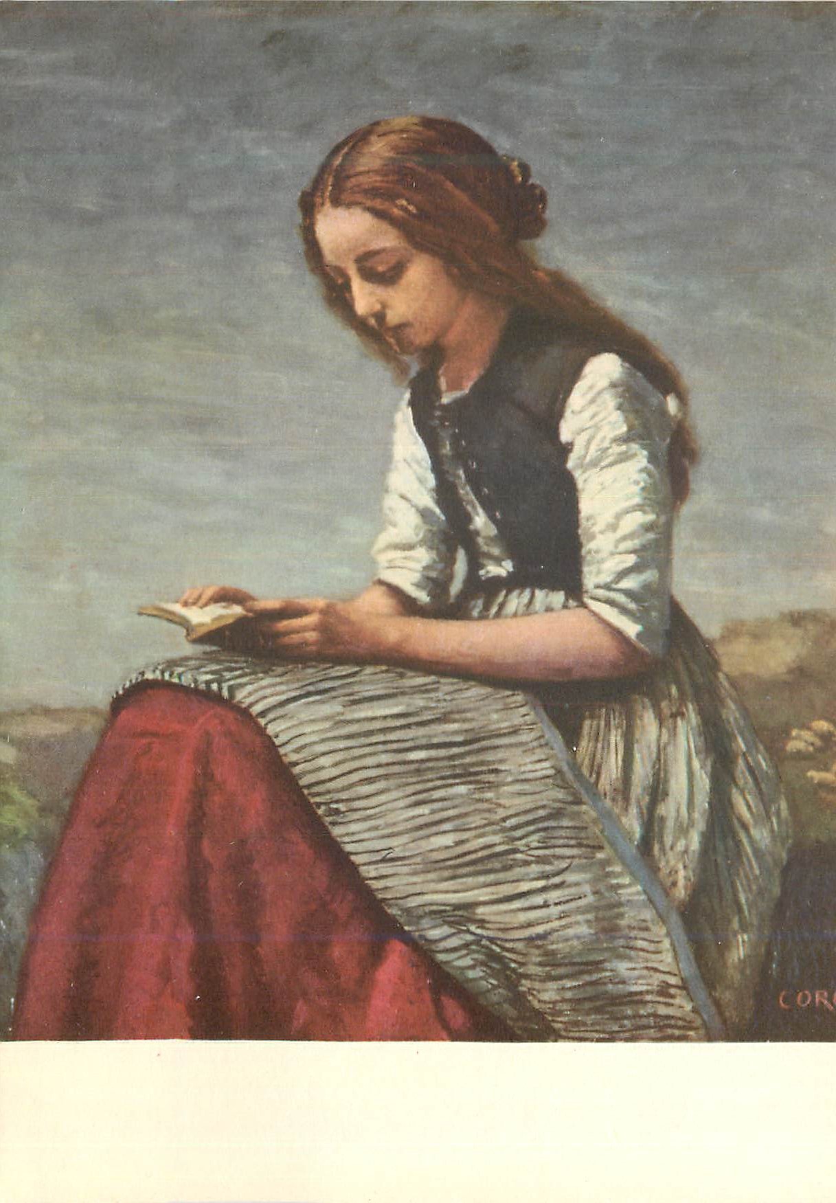 CPM Corot (1796 1875) Berger lisant