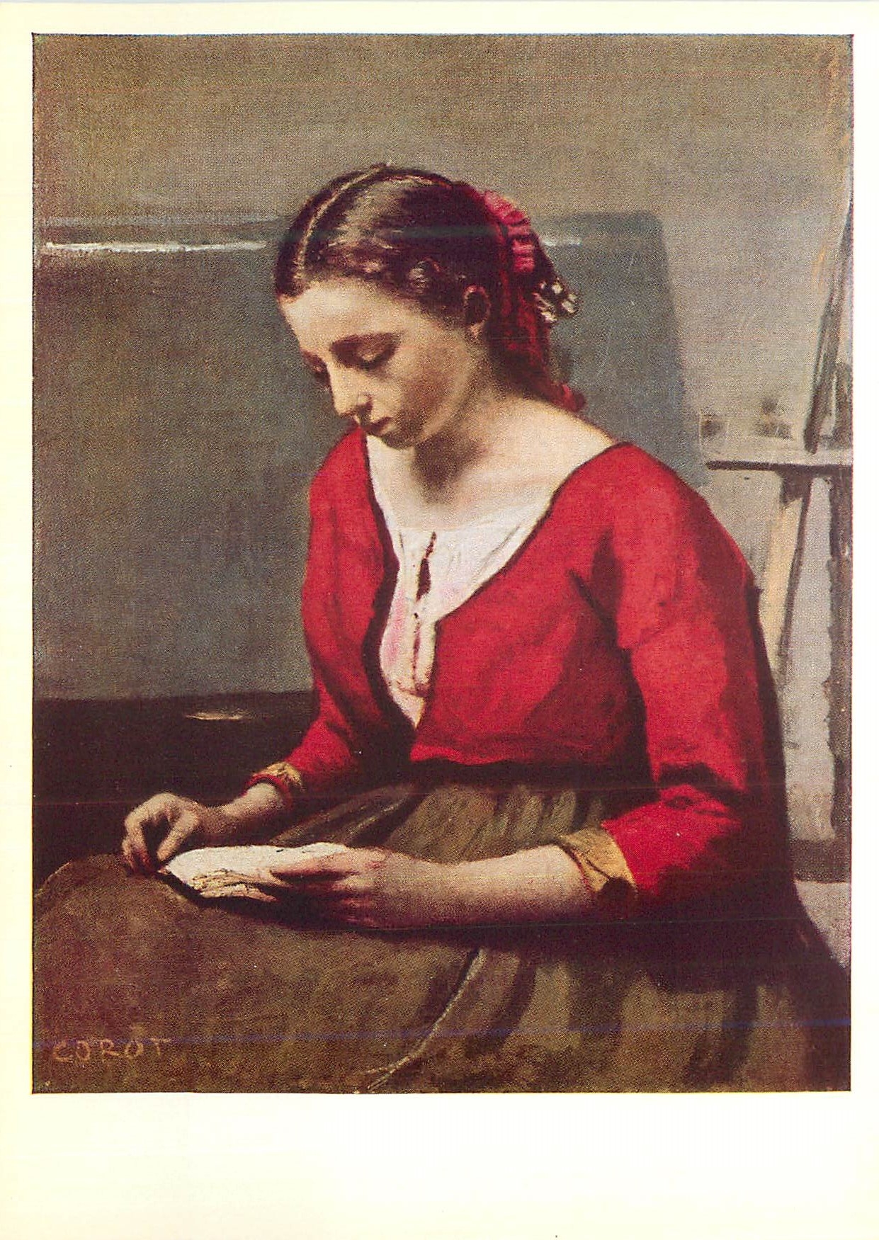 CPM Jean Baptiste Corot La Liseuse