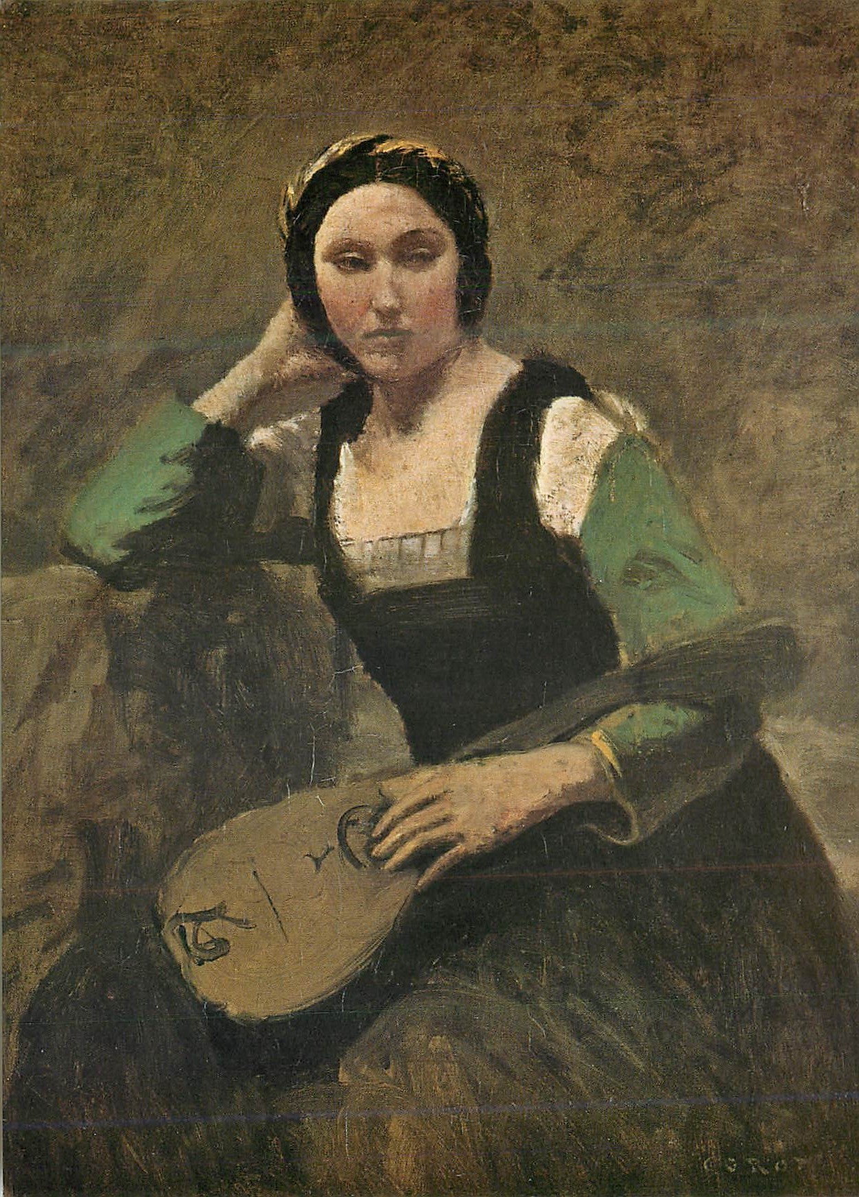 CPM Camille Corot (1796 1875) Jeune Femme assiste tenant une mandoline Propriete de la Confederation suisse