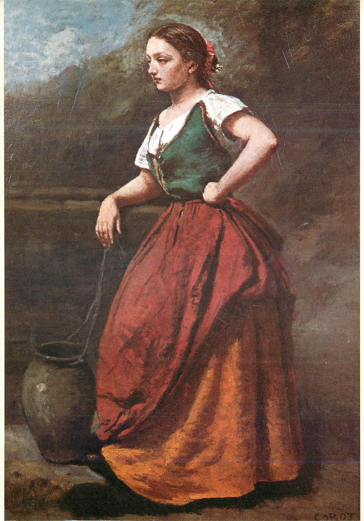 CPM J B C Corot (1796 1875) Woman standing near a well