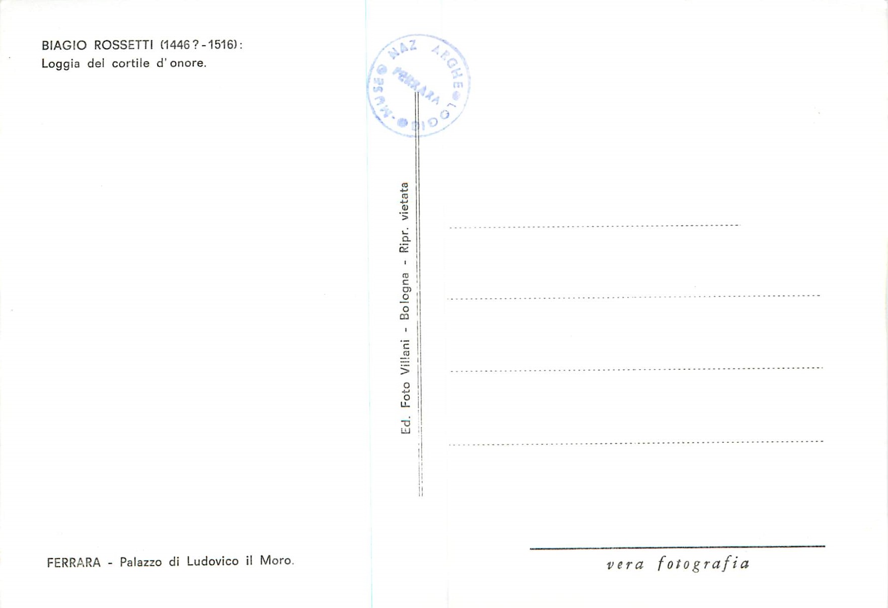 CPM Biago Rossetti (1446 1516) Loggio del cortile d'onore — Verso
