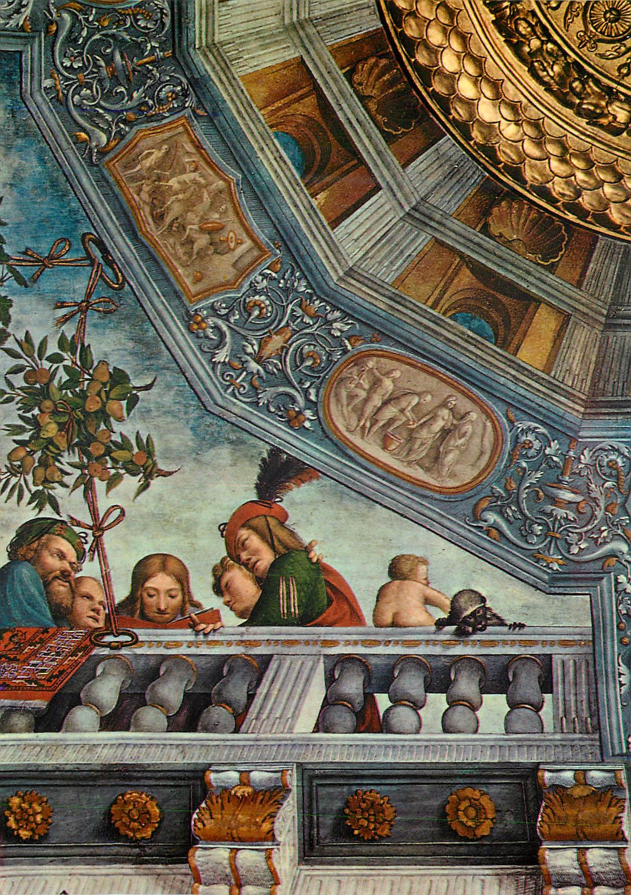 CPM Ferrara Palazzo di Ludovico il Moro Sala del Tesoro particolare della volta (affresco del Garofalo sec XVI)
