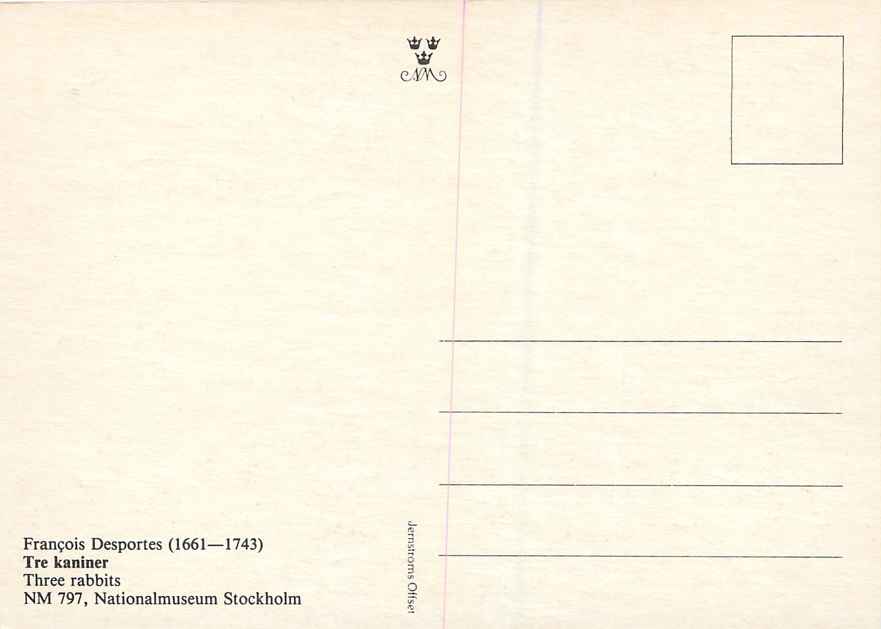 CPM Francois Desportes (1661 1743) Three rabbits — Verso