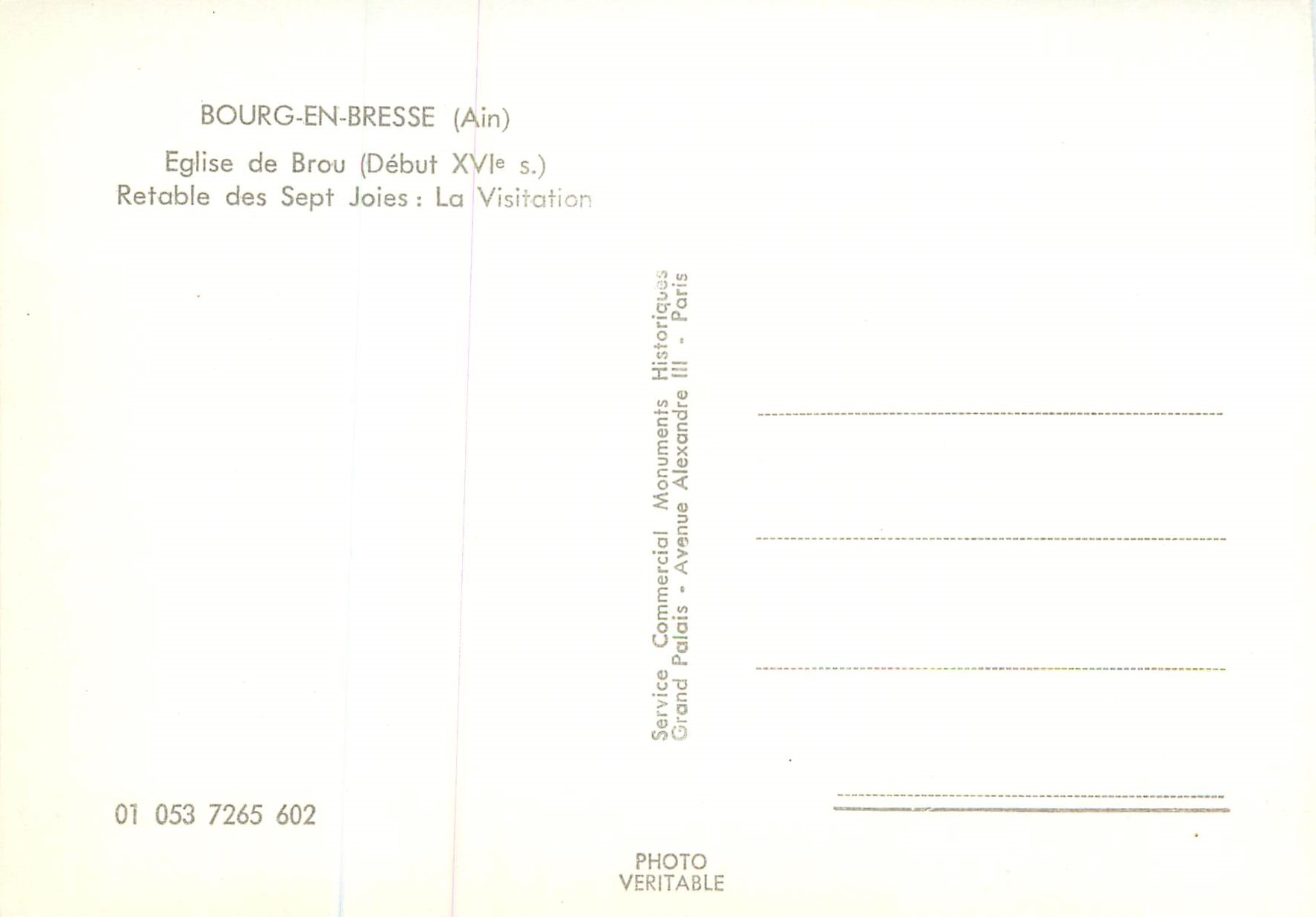 CPM Bourg en Bresse (Ain) Eglise de Brou (debut XVIe S) Retable des Sept Joies La Visitation — Rückseite
