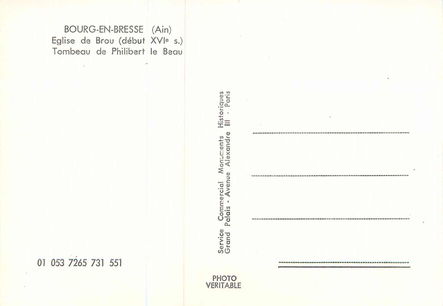 CPM Bourg en Bresse (Ain) Eglise de Brou (debut XVIe S) Tombeau de Philbert le Beau — Rückseite