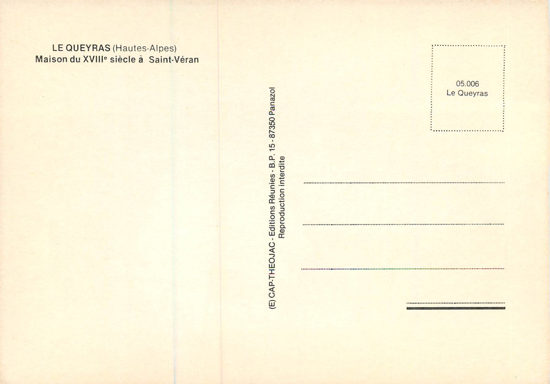 Maison du XVIIIe siècle à Saint-Véran — Le Queyras (Hautes-Alpes) — Éditions Réunies Panazol — Reverso