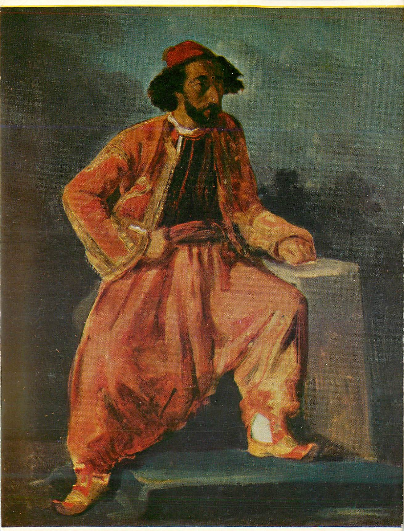 CPM Eugene Delacroix Le Truc Assis (Le chanteur Baroilhet) Atelier Delacroix