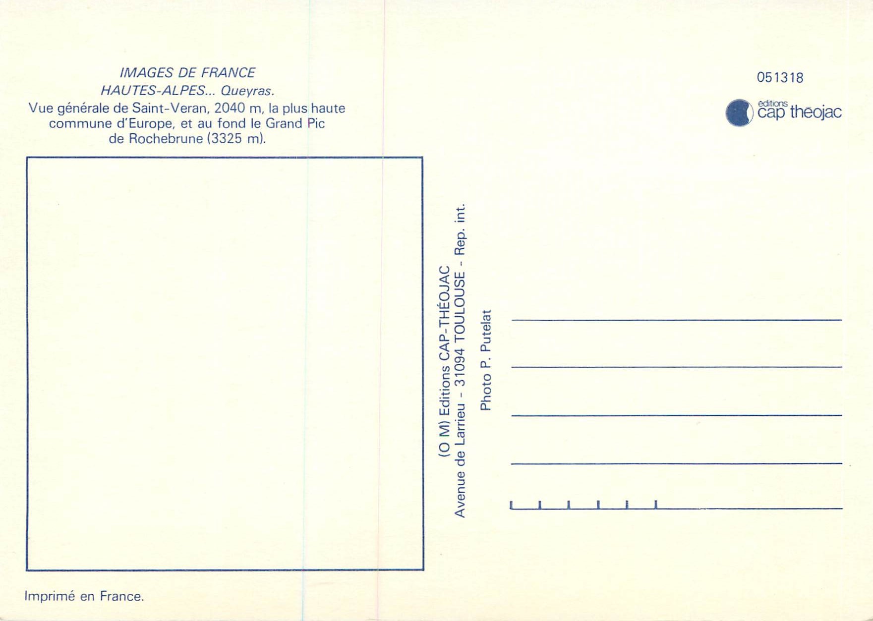 Saint-Veran — vue générale — Éditions CAP-THÉOJAC — Rückseite