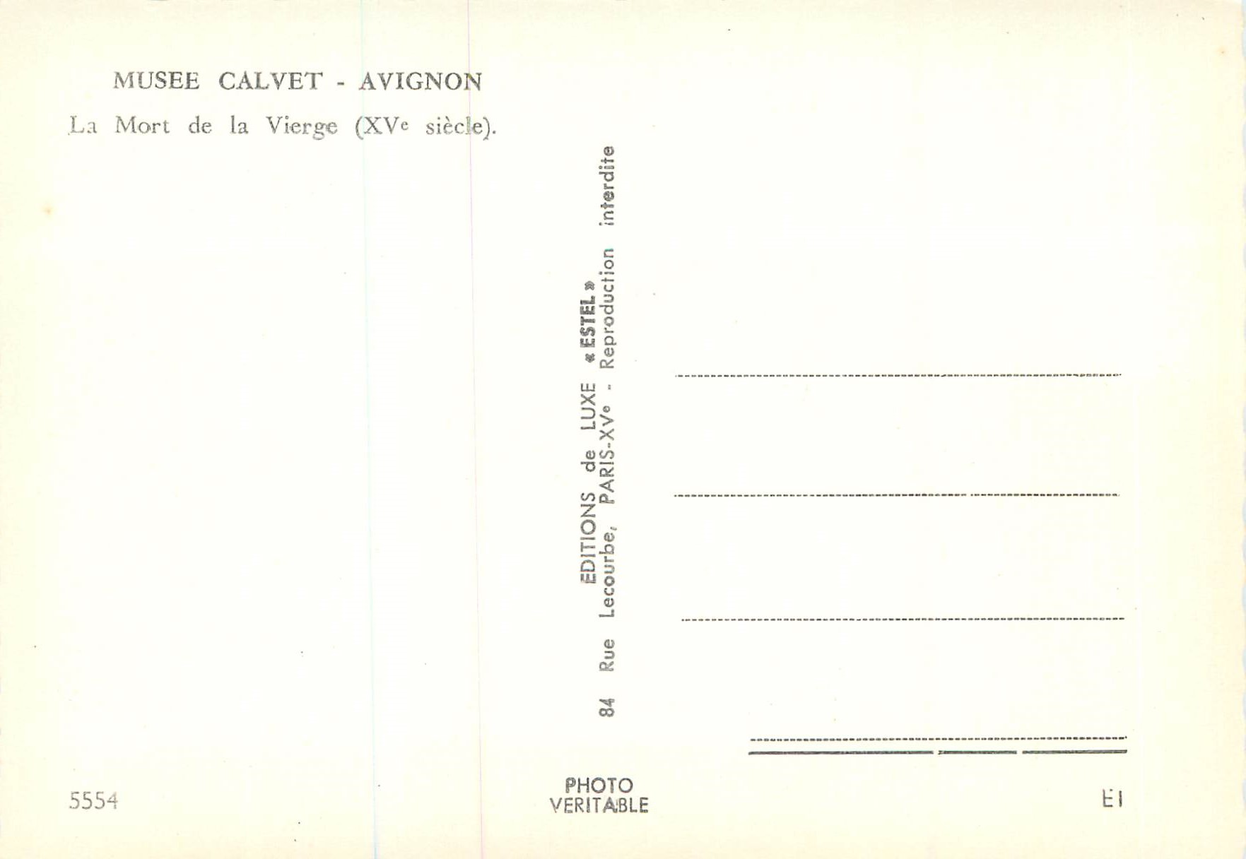 CPM Musee Calvet Avignon La mort de la Vierge (XVe siecle) — Back