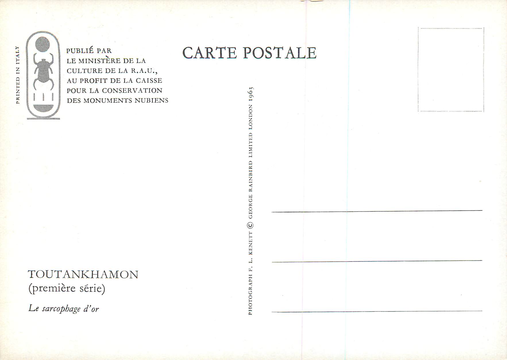 CPM Toutankhamon (Premiere serie) Le sarcophage d'or Egypte — Verso
