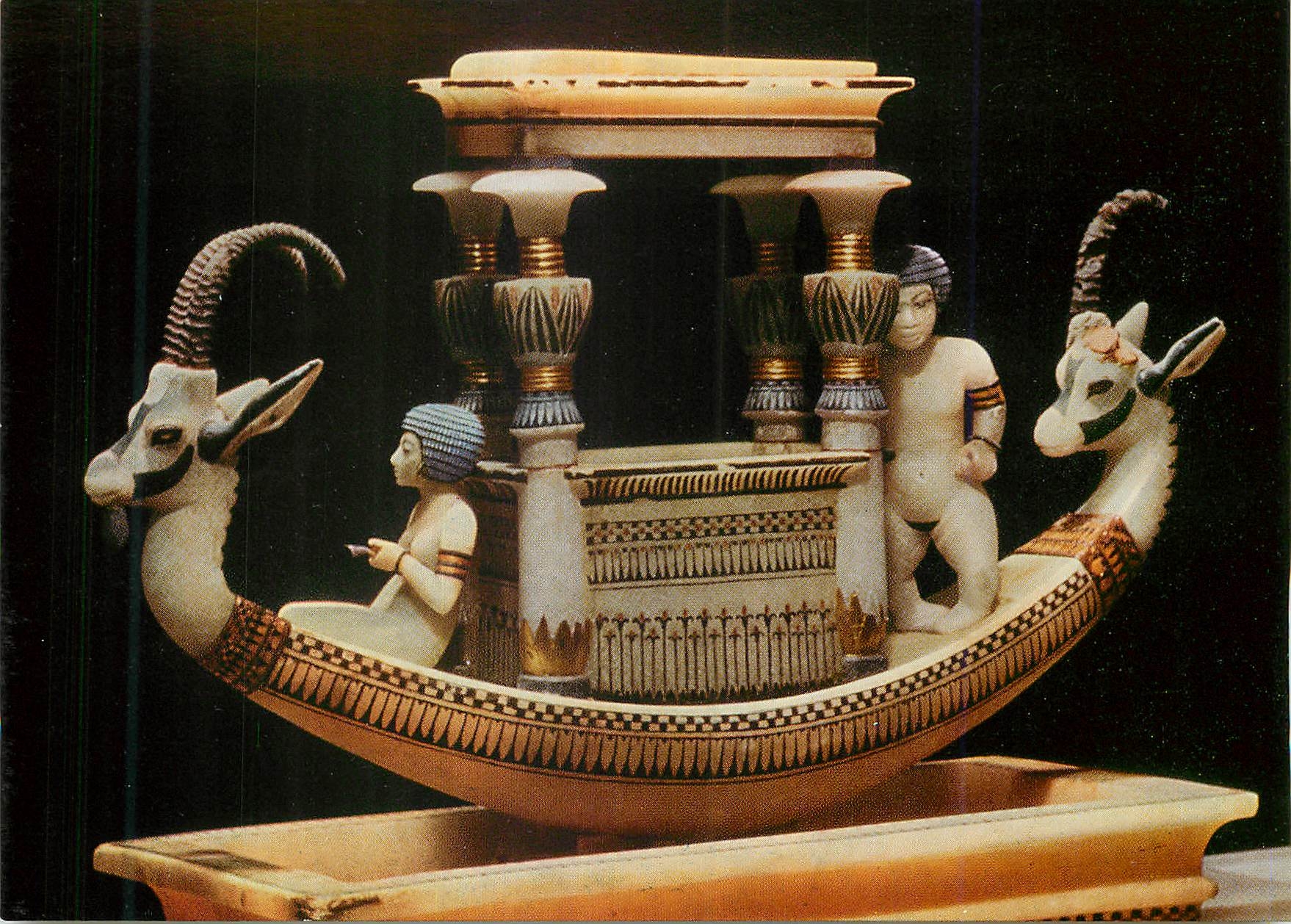 Bateau en albâtre de Tut-ench-Amun — détail — Egger-Verlag, n° 1546