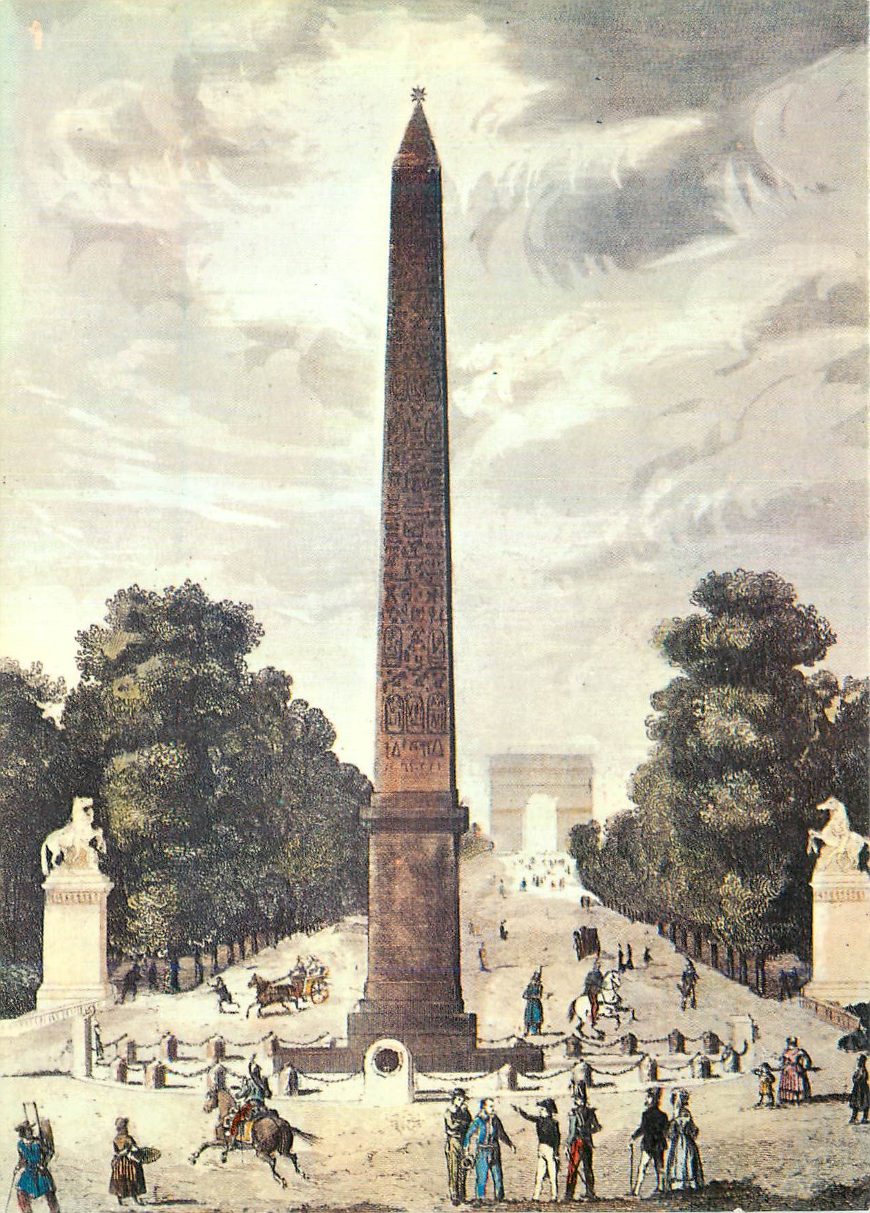 CPM Paris du temps Jadis L'Obelisque de la Concorde et les Champs Elysees