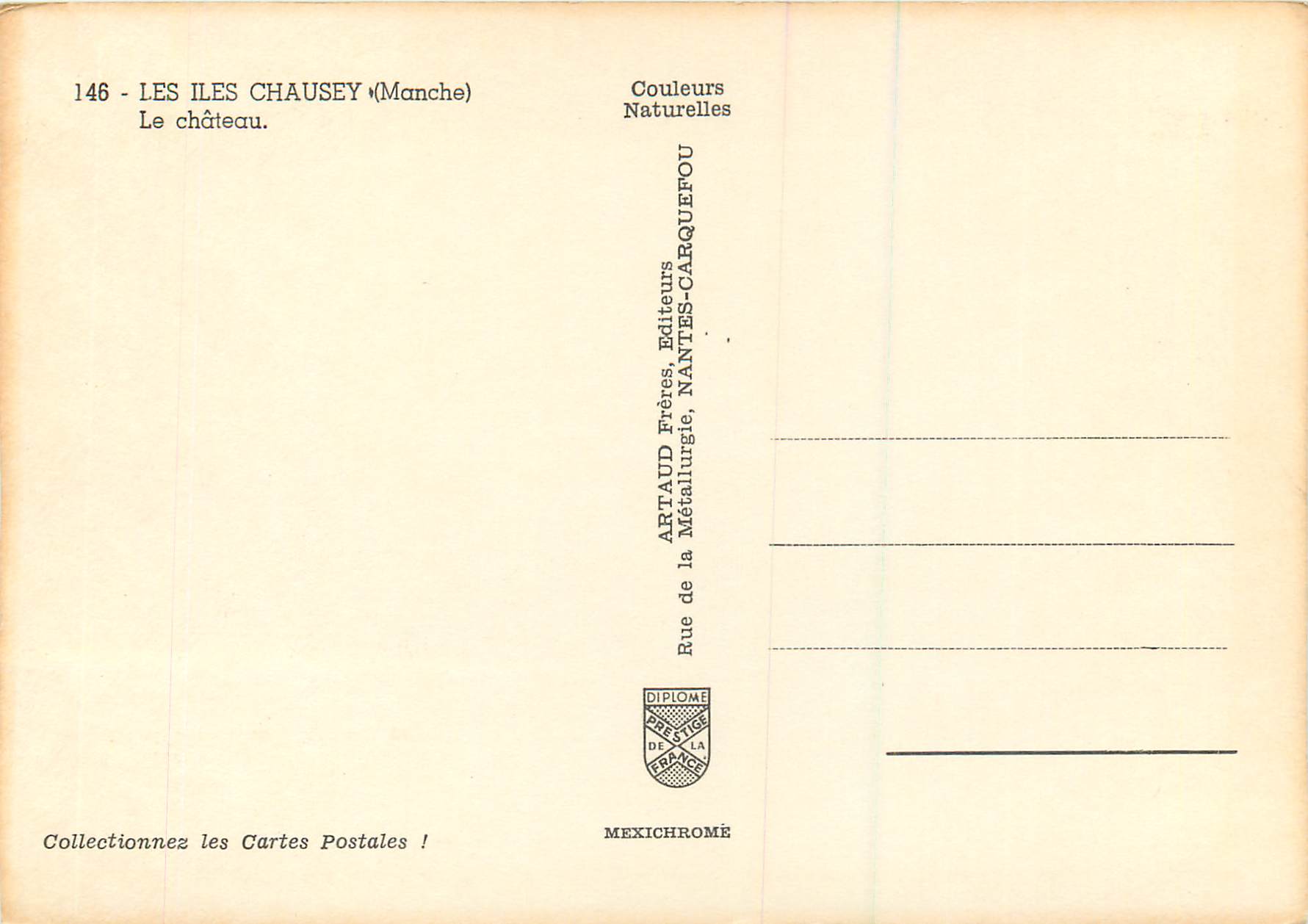 CPM Les Iles Chausey (Manche) Le Chateau — Verso