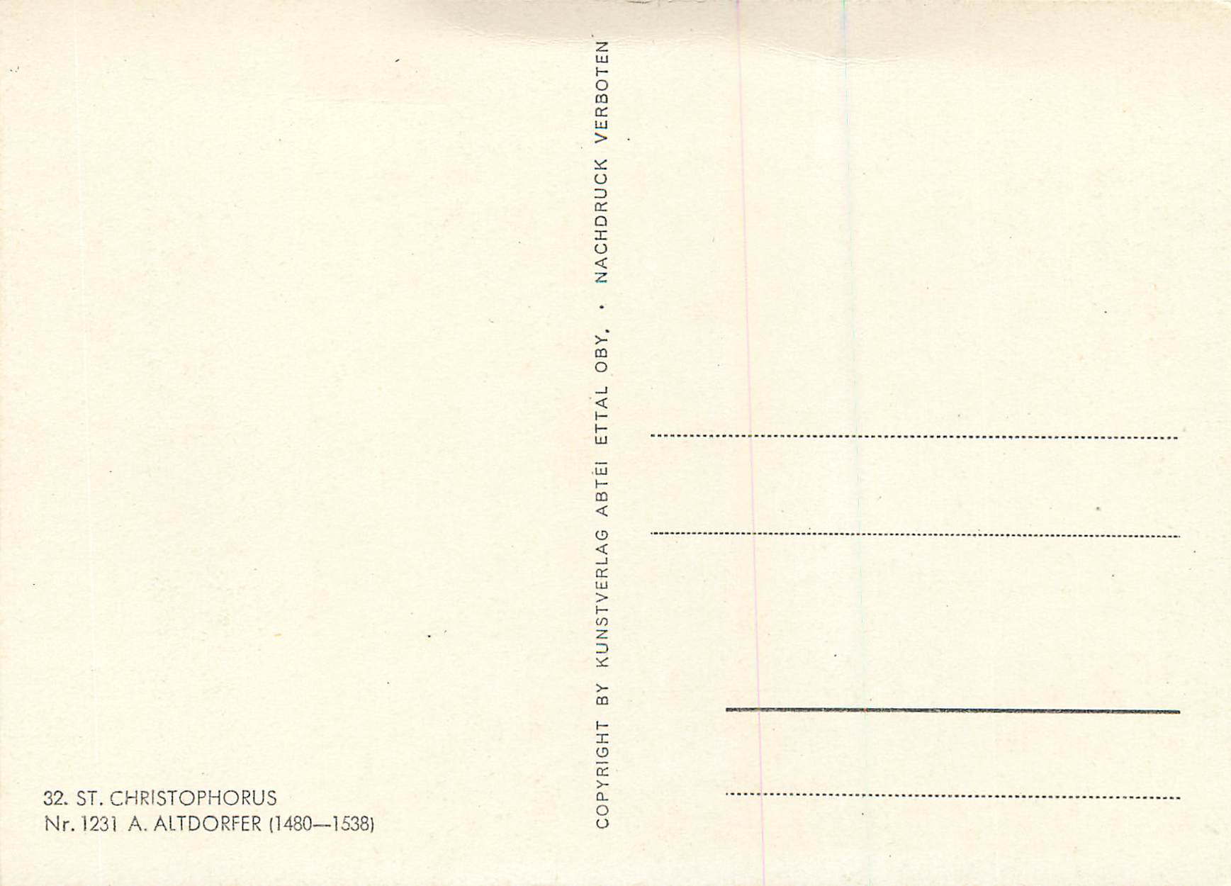 CPM St Christophorus A Altdorfer (1480 1538) — Verso