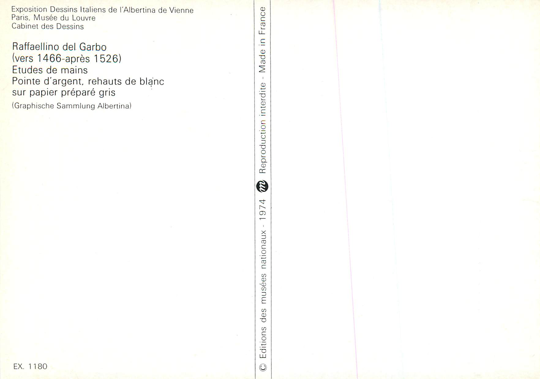 CPM Raffaelino del Garbo (Vers 1466 apres 1526) Etudes de mains pointe d'argent rehauts de blanc sur papier prepare gris — Verso