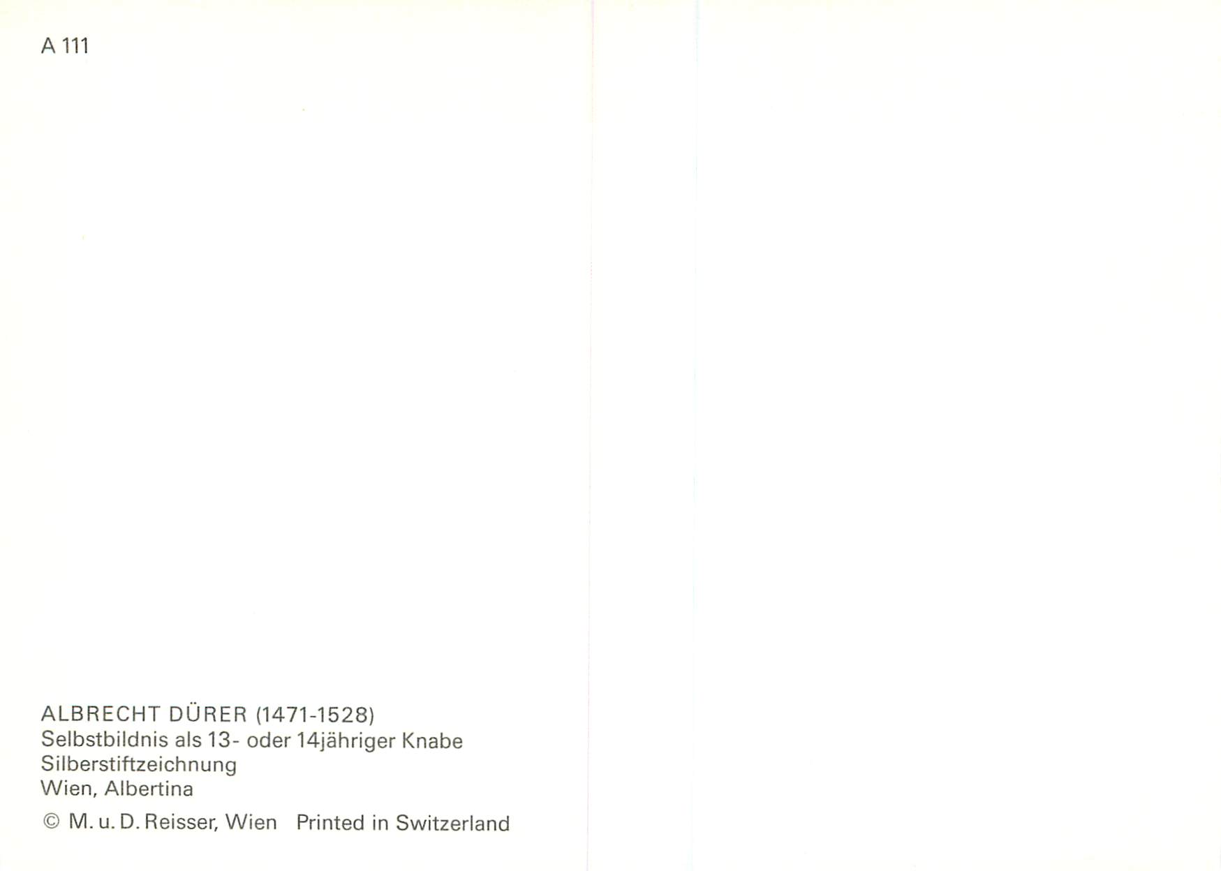 CPM Albrecht Durer (1471 1528) Selbstbildnis als Oder — Verso